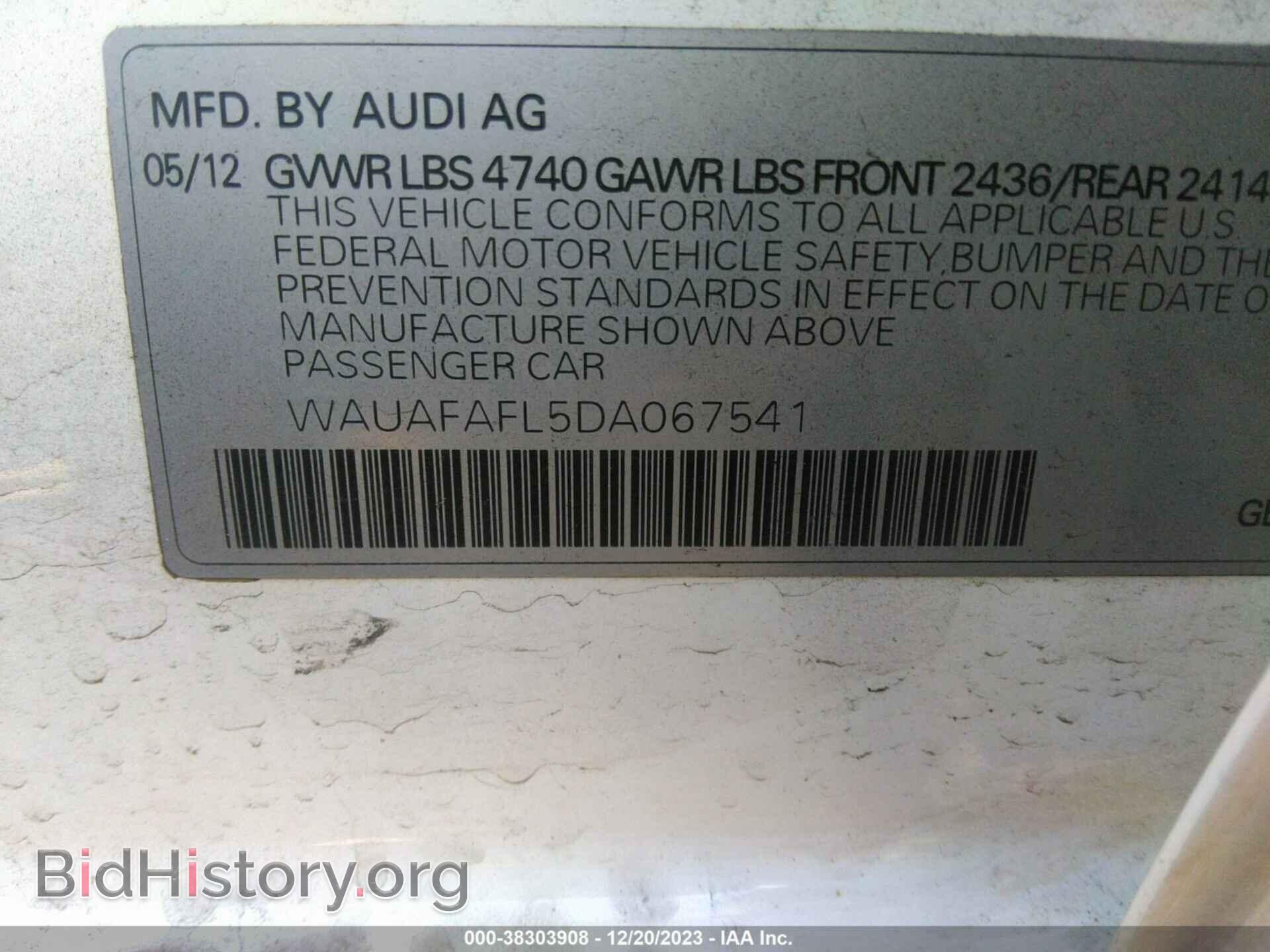 2013 AUDI A4 - VIN: WAUAFAFL5DA067541 - Фото 9