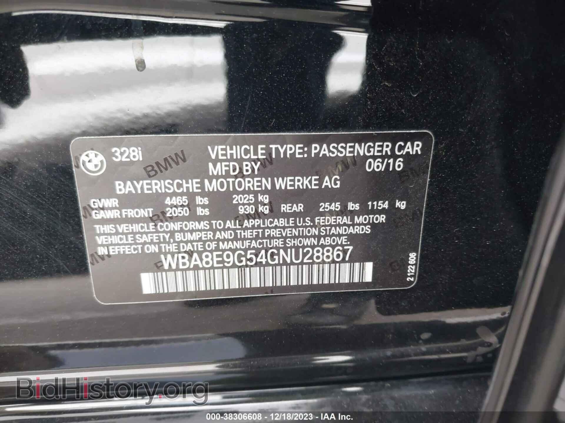 2016 BMW 328I - VIN: WBA8E9G54GNU28867 - Фото 9