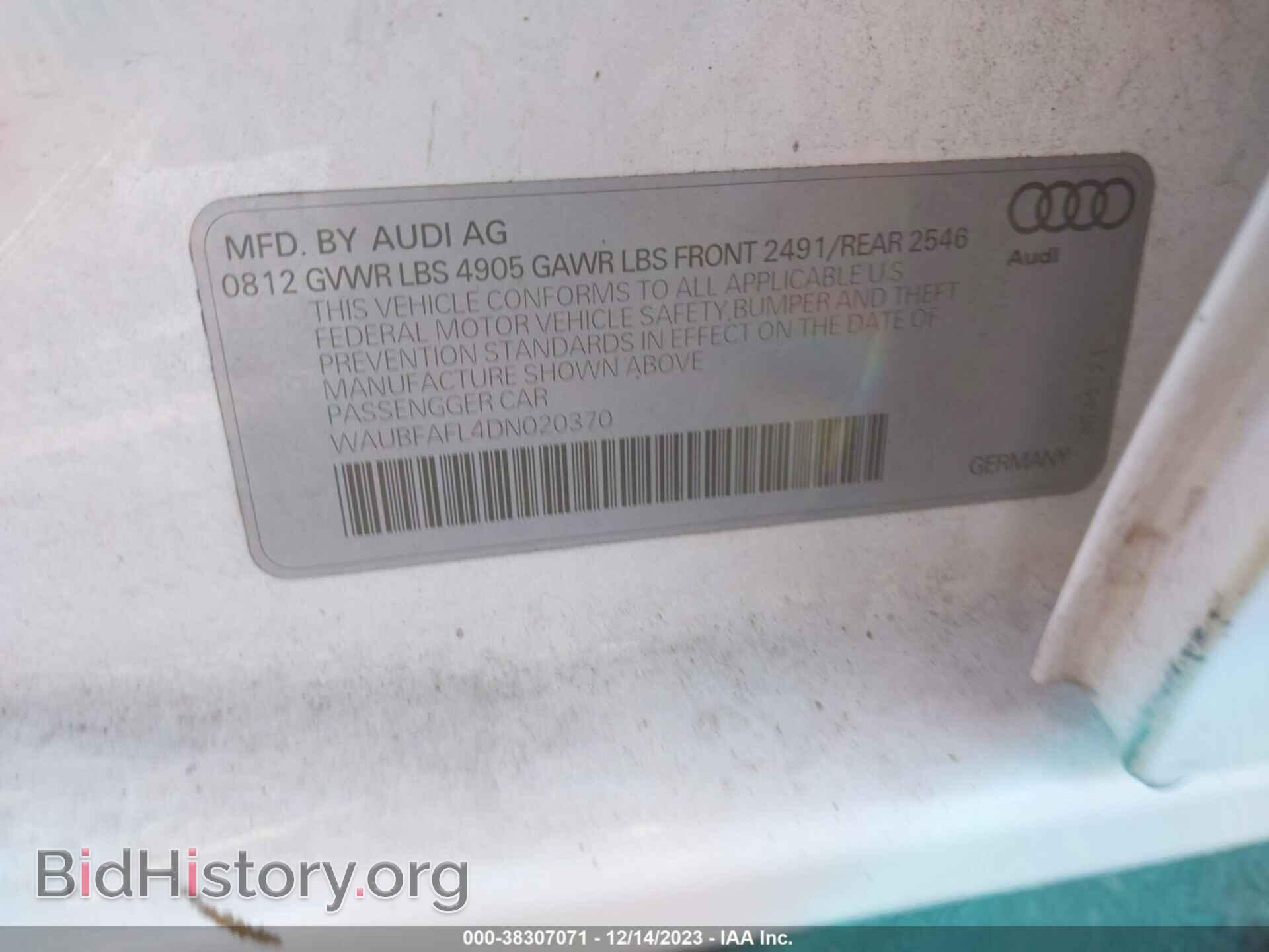 2013 AUDI A4 - VIN: WAUBFAFL4DN020370 - Фото 9
