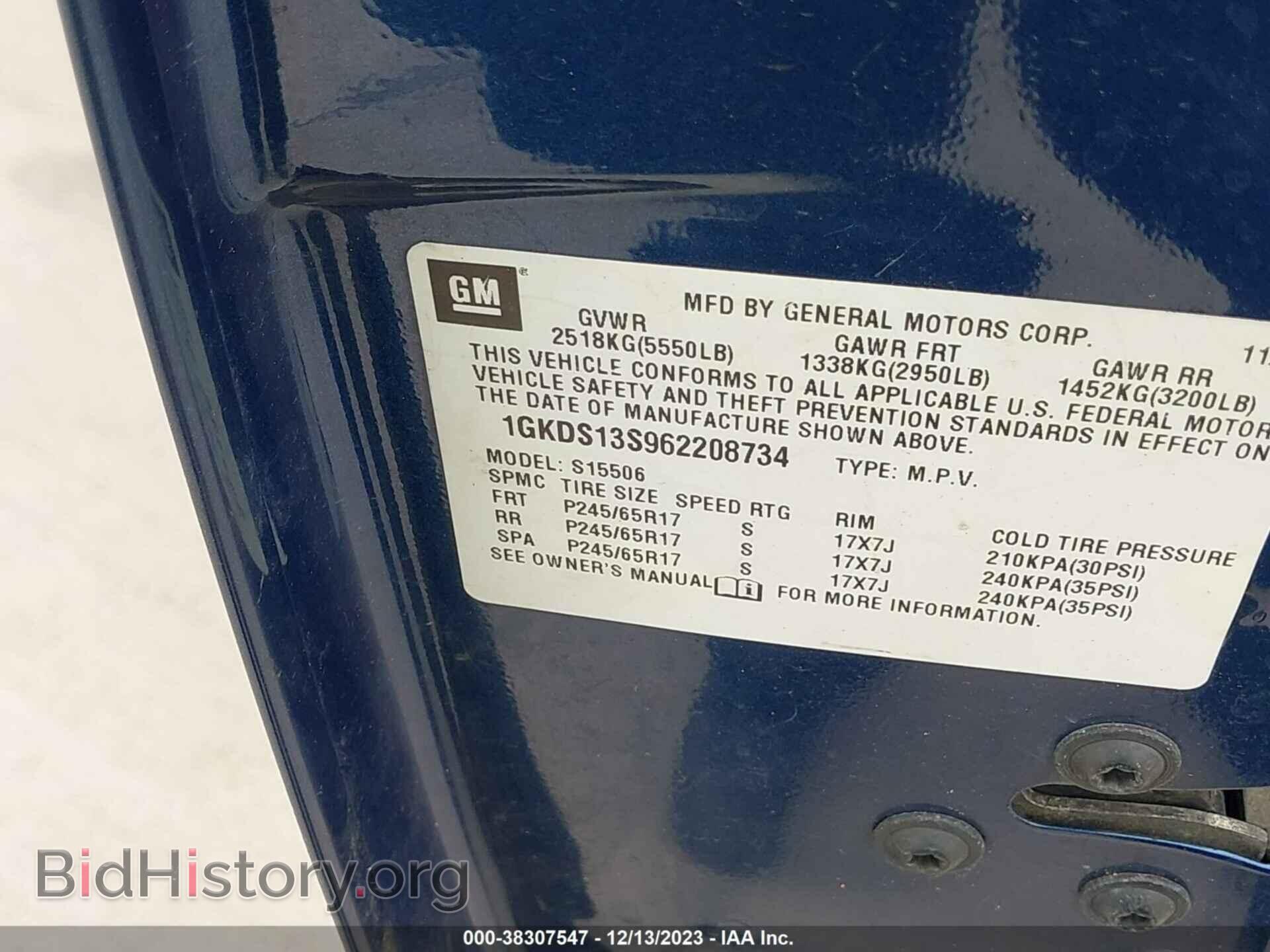 2006 GMC ENVOY - VIN: 1GKDS13S962208734 - Фото 9