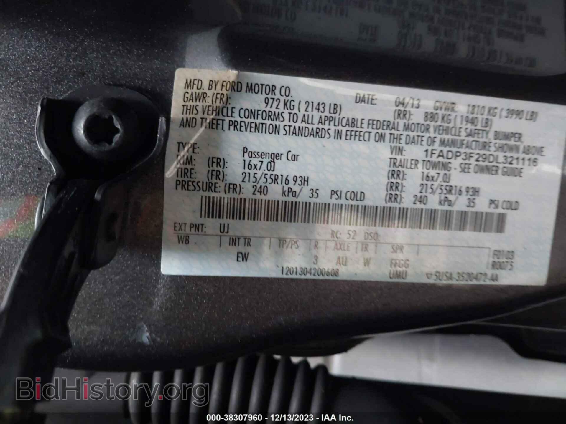 2013 FORD FOCUS - VIN: 1FADP3F29DL321116 - Фото 9