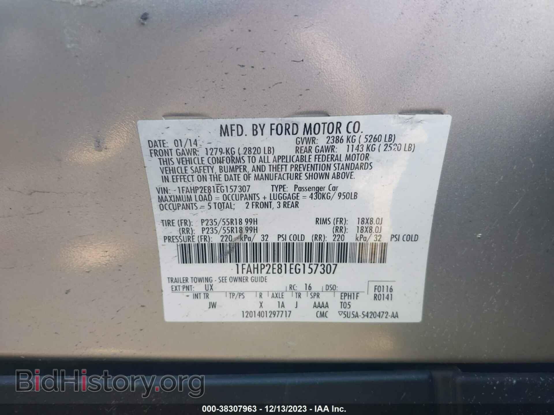2014 FORD TAURUS - VIN: 1FAHP2E81EG157307 - Фото 9
