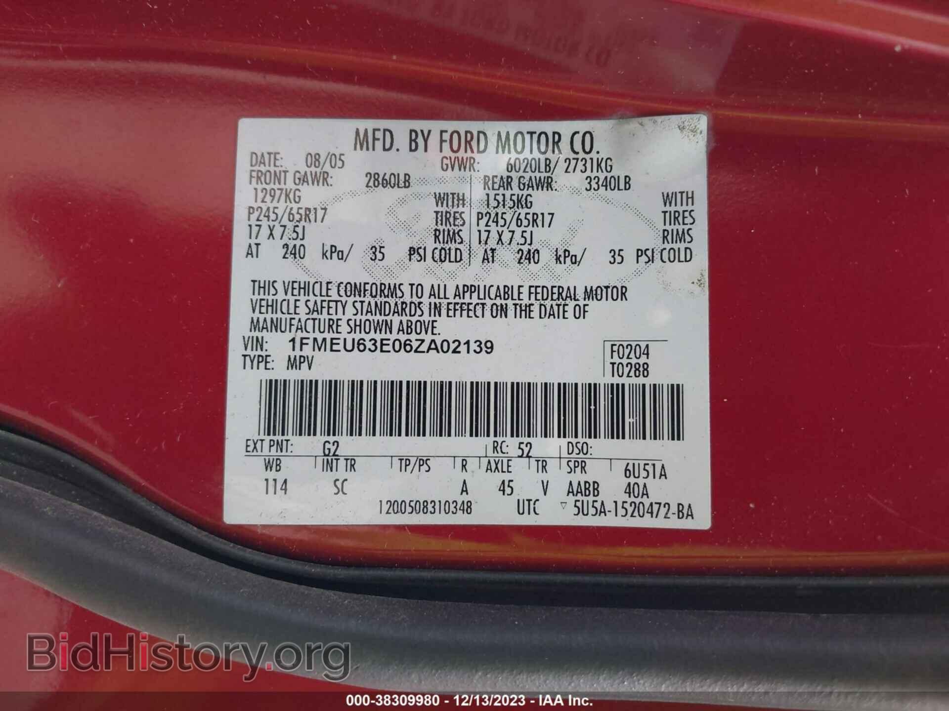 2006 FORD EXPLORER - VIN: 1FMEU63E06ZA02139 - Фото 9