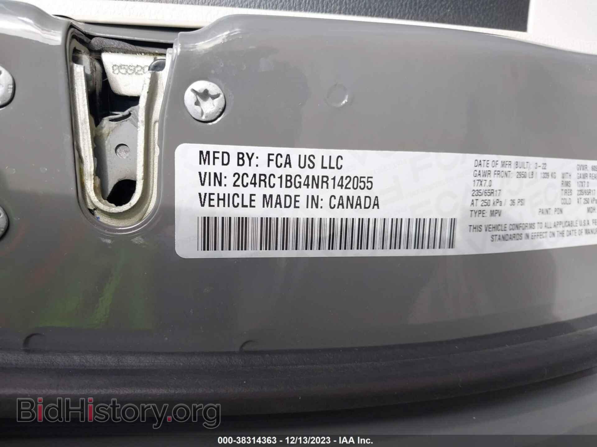 2022 CHRYSLER PACIFICA - VIN: 2C4RC1BG4NR142055 - Фото 9