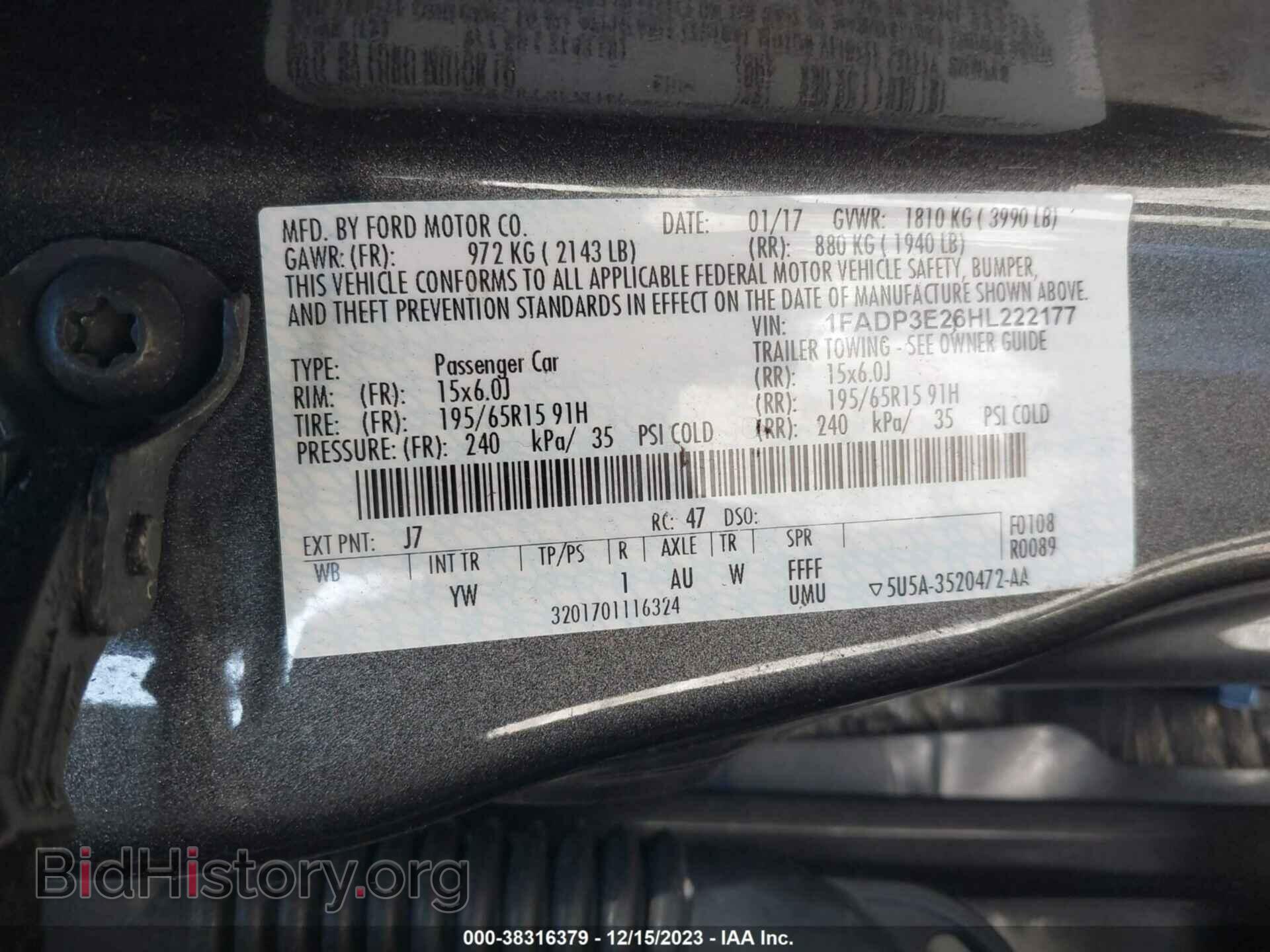 2017 FORD FOCUS - VIN: 1FADP3E26HL222177 - Фото 9