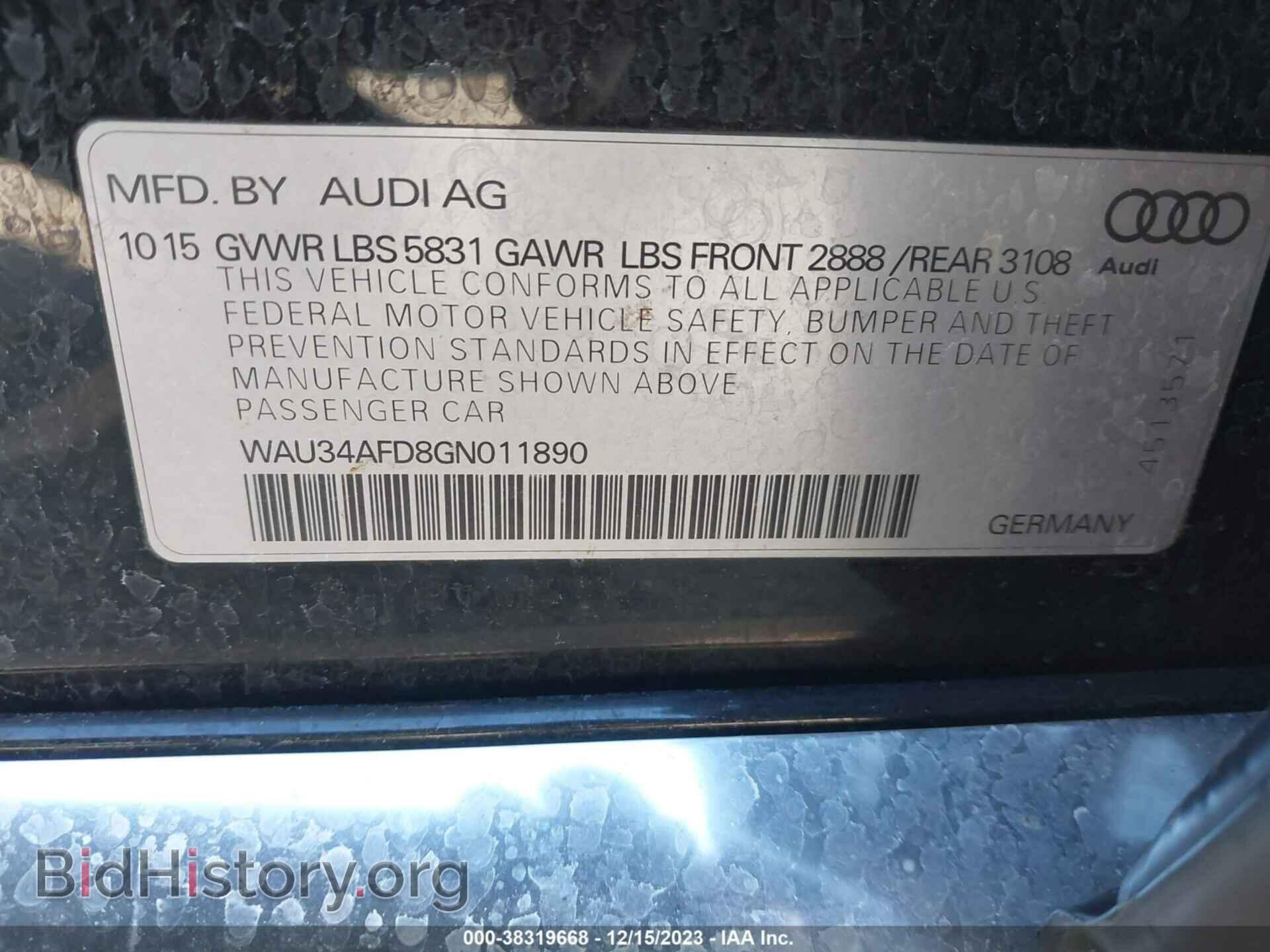 2016 AUDI A8 L - VIN: WAU34AFD8GN011890 - Фото 9