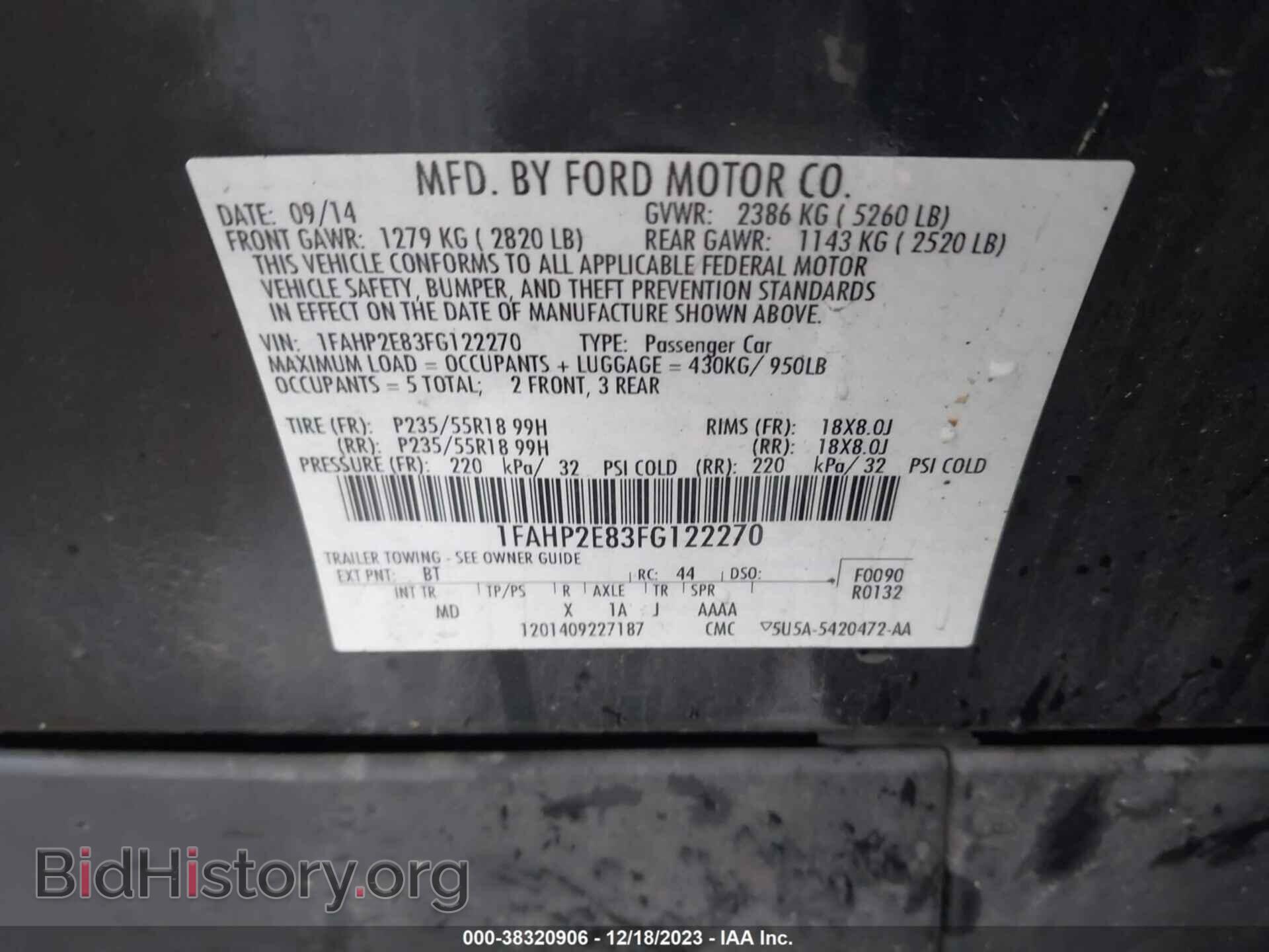 2015 FORD TAURUS - VIN: 1FAHP2E83FG122270 - Photo 9