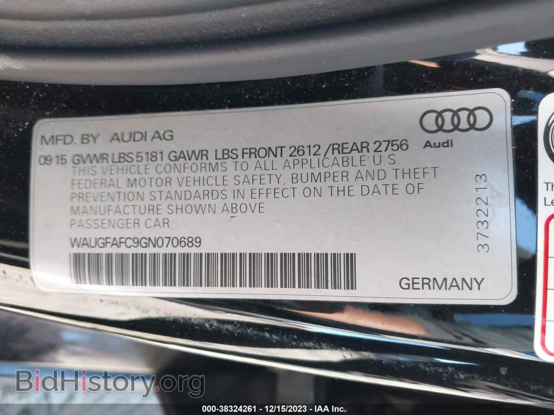 2016 AUDI A6 - VIN: WAUGFAFC9GN070689 - Фото 9
