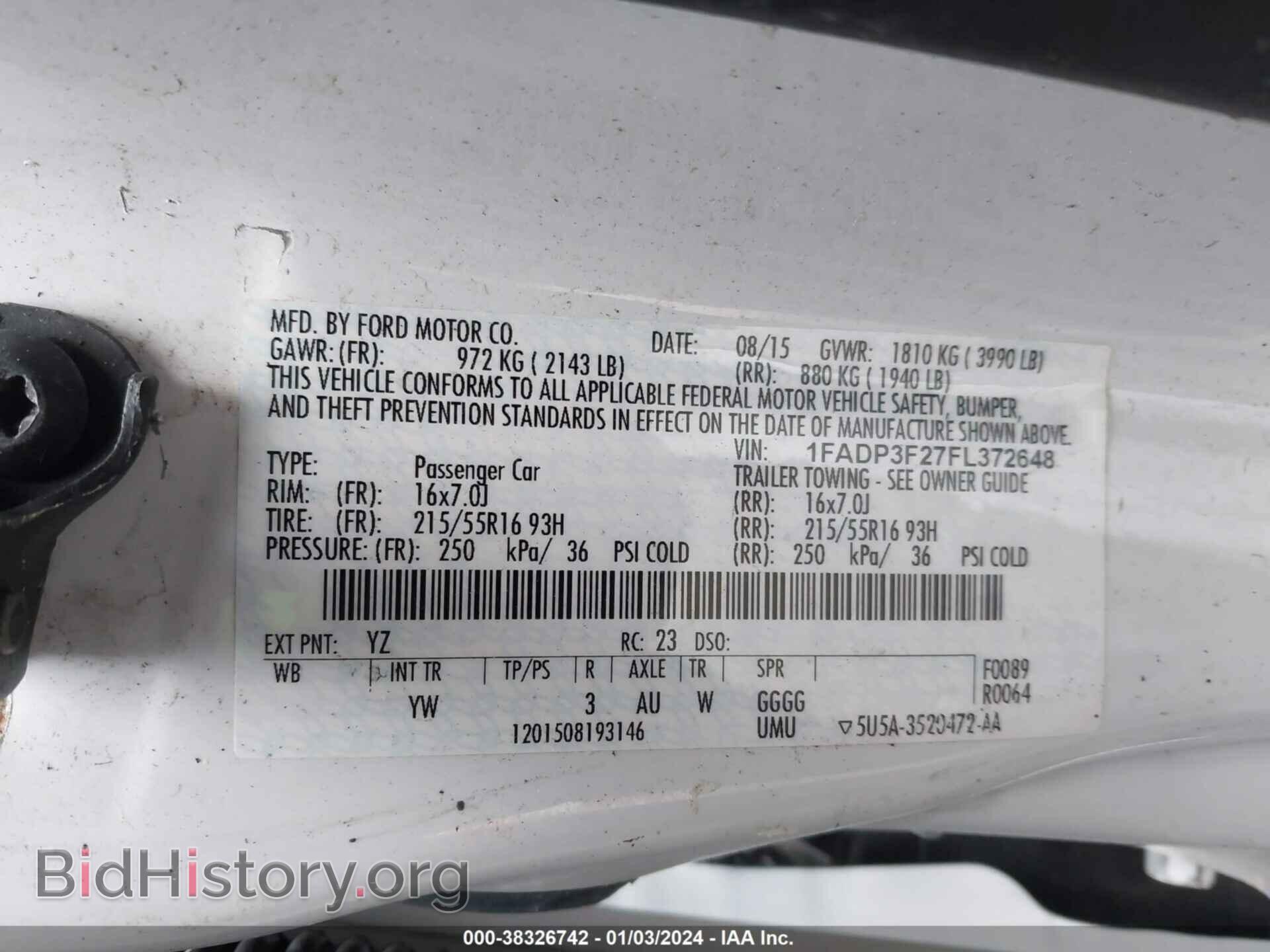 2015 FORD FOCUS - VIN: 1FADP3F27FL372648 - Фото 9