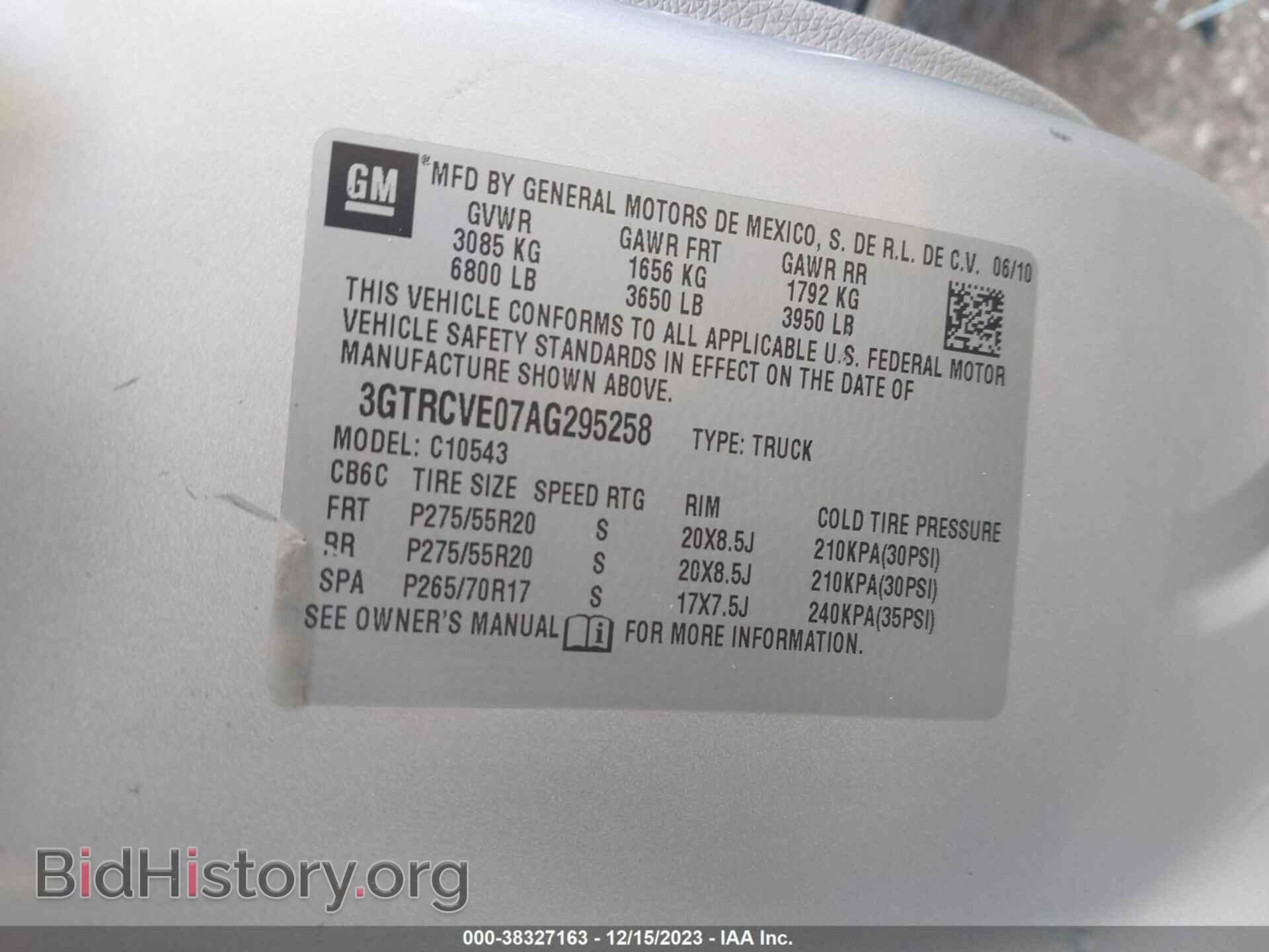 2010 GMC SIERRA - VIN: 3GTRCVE07AG295258 - Фото 9