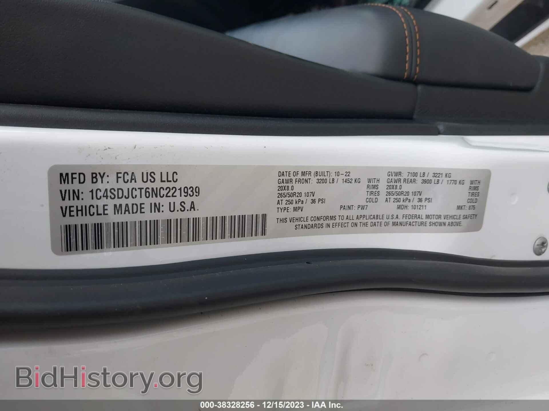 2022 DODGE DURANGO - VIN: 1C4SDJCT6NC221939 - Photo 9