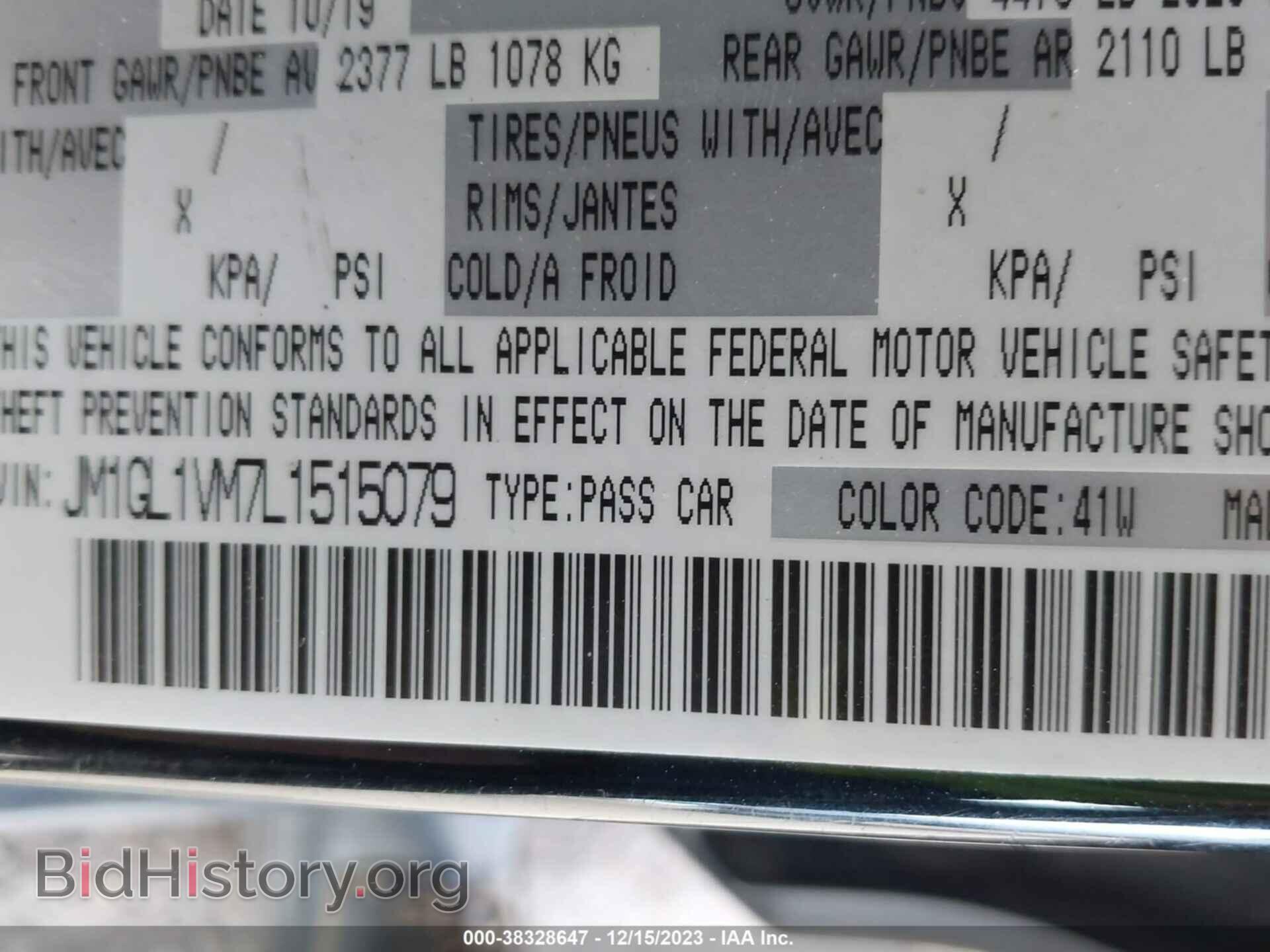 2020 MAZDA MAZDA6 - VIN: JM1GL1VM7L1515079 - Фото 9