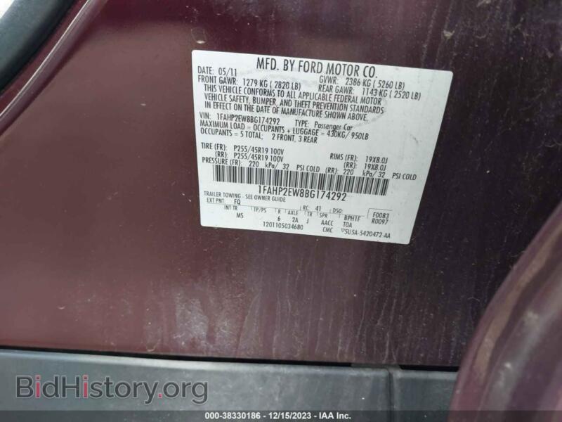 2011 Ford TAURUS (VIN 1FAHP2EW8BG174292) — photo 9 of 11