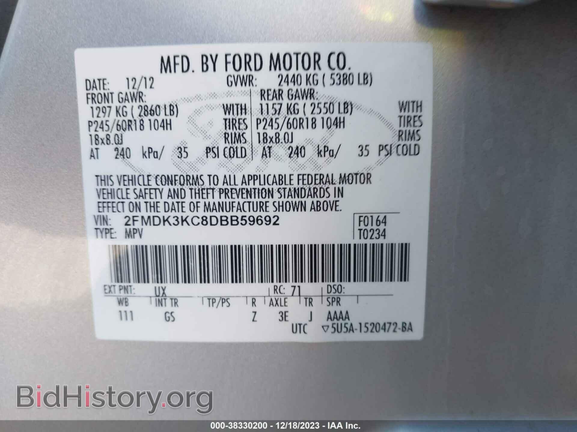 2013 FORD EDGE - VIN: 2FMDK3KC8DBB59692 - Photo 9