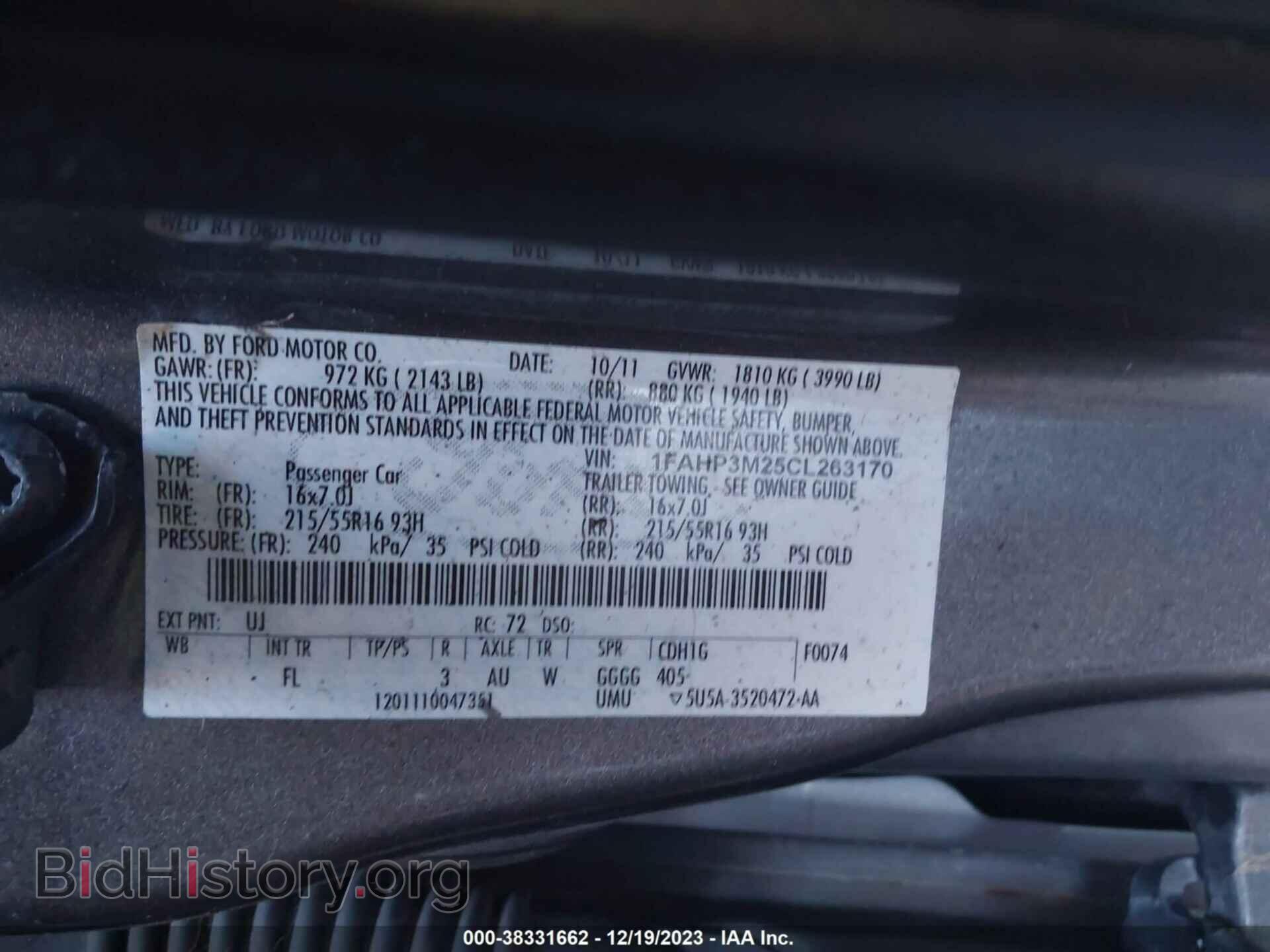 2012 FORD FOCUS - VIN: 1FAHP3M25CL263170 - Фото 9