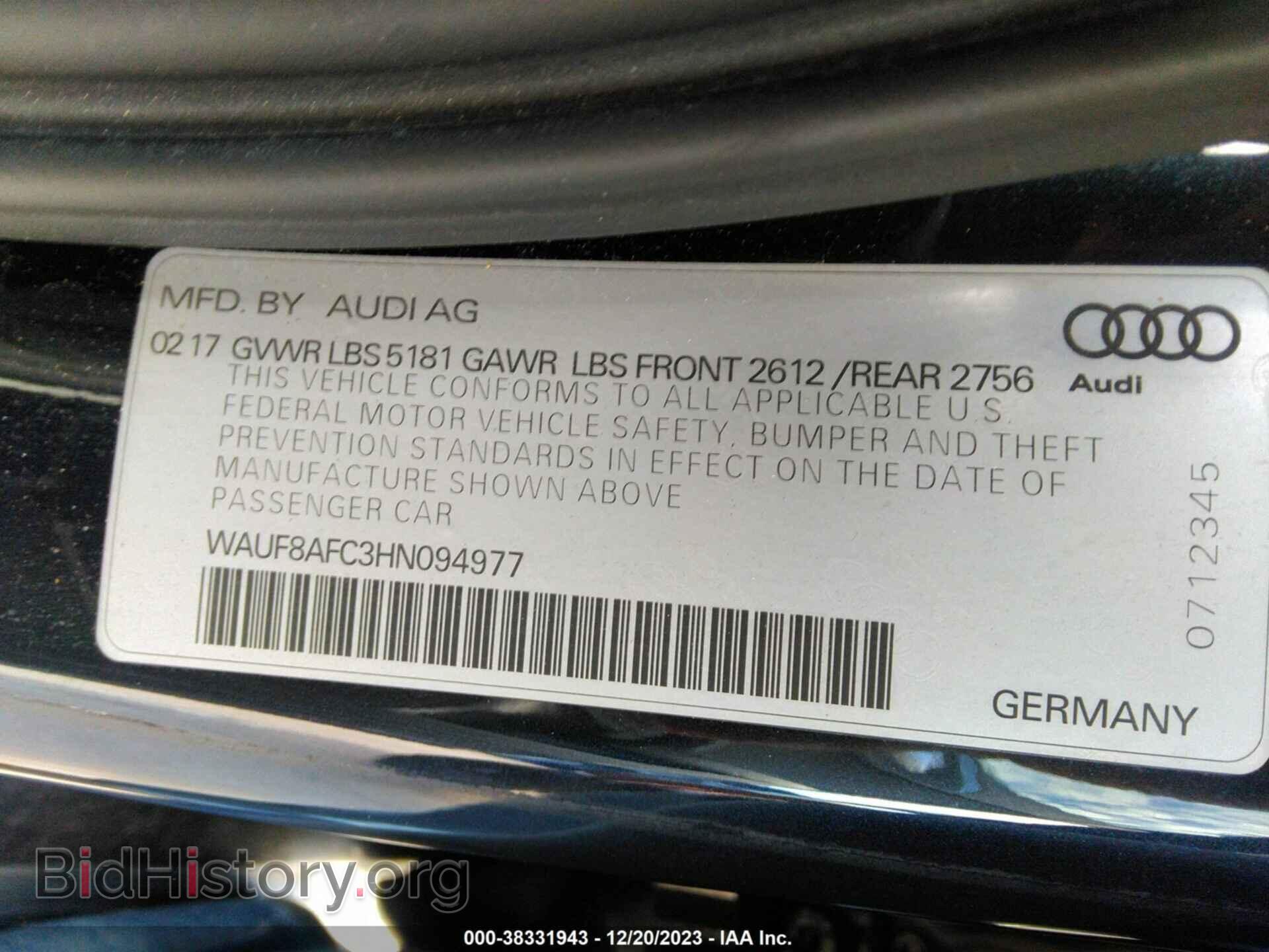 2017 AUDI A6 - VIN: WAUF8AFC3HN094977 - Фото 9