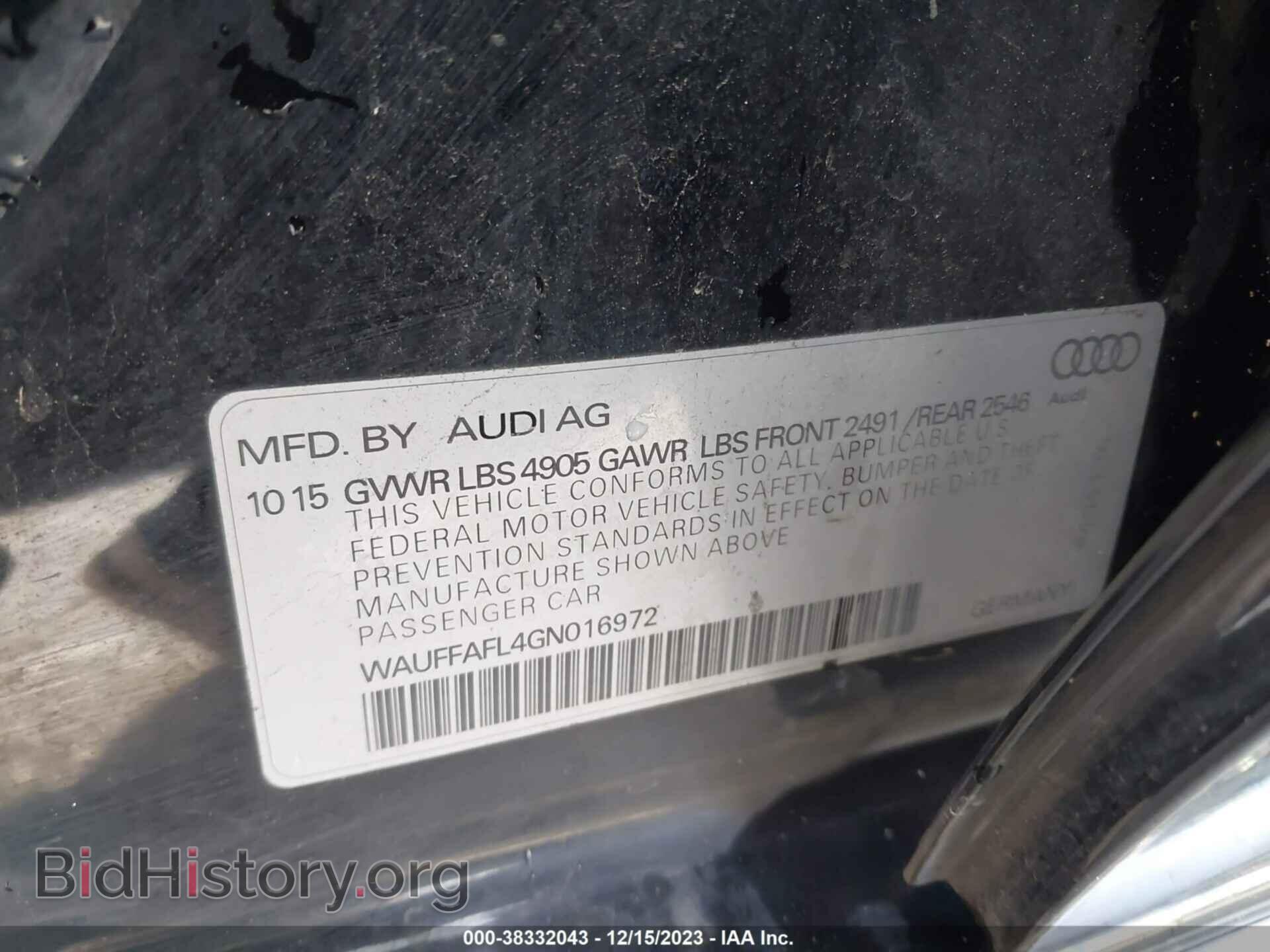2016 AUDI A4 - VIN: WAUFFAFL4GN016972 - Фото 9