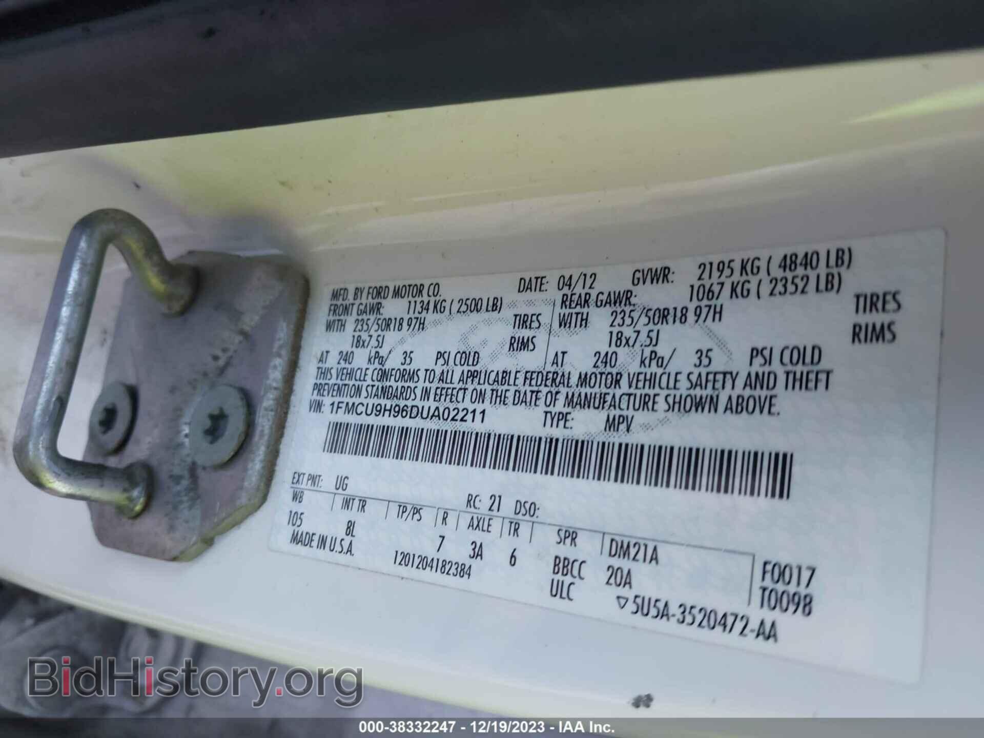 2013 FORD ESCAPE - VIN: 1FMCU9H96DUA02211 - Фото 9