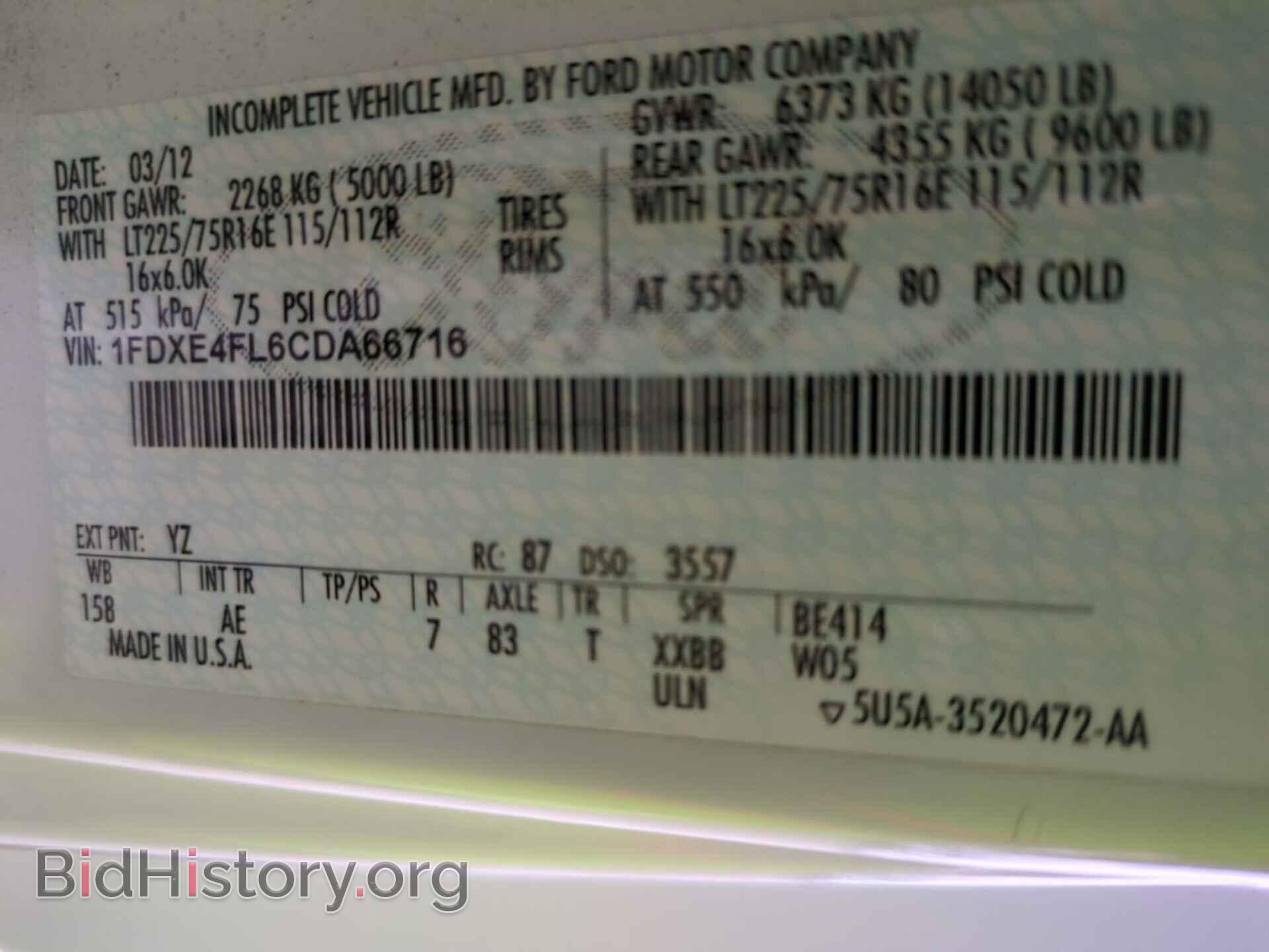 2012 FORD E-450 CUTAWAY - VIN: 1FDXE4FL6CDA66716 - Фото 14