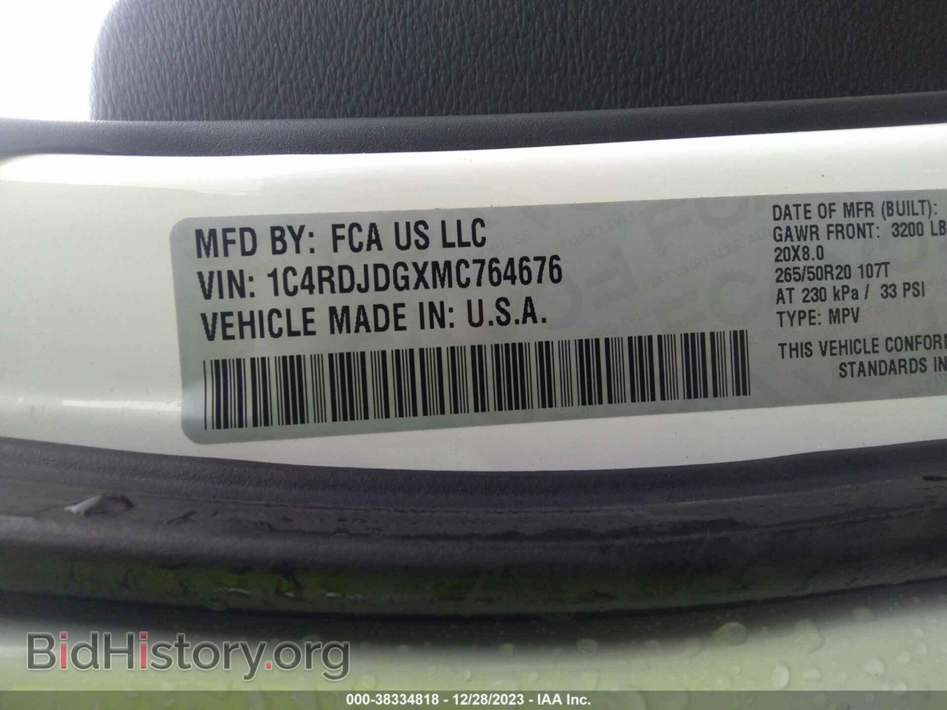 2021 DODGE DURANGO - VIN: 1C4RDJDGXMC764676 - Photo 9