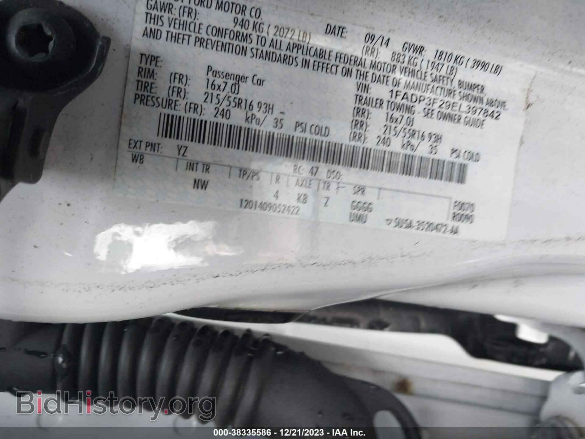 2014 FORD FOCUS - VIN: 1FADP3F29EL397842 - Фото 9
