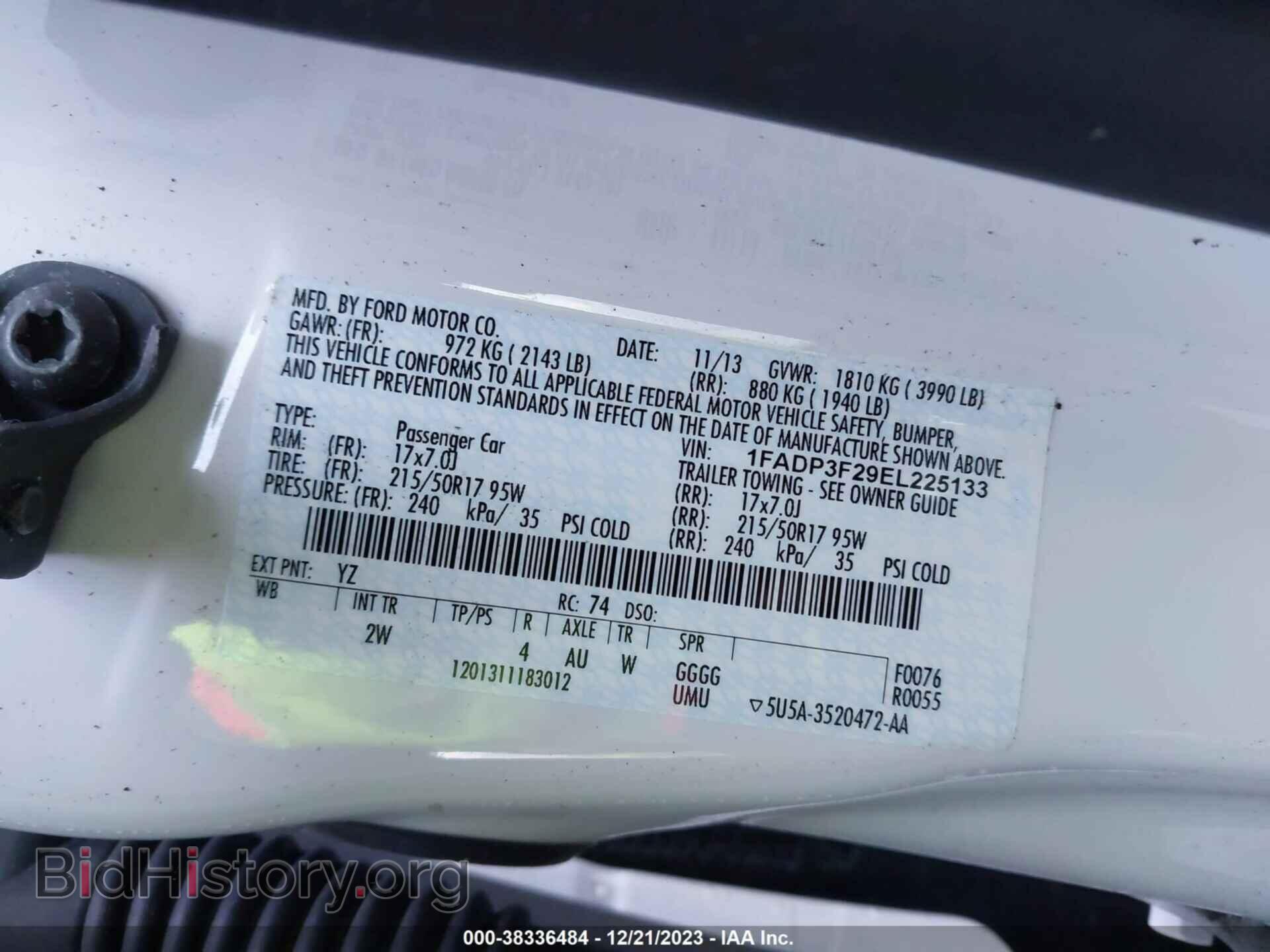 2014 FORD FOCUS - VIN: 1FADP3F29EL225133 - Фото 9