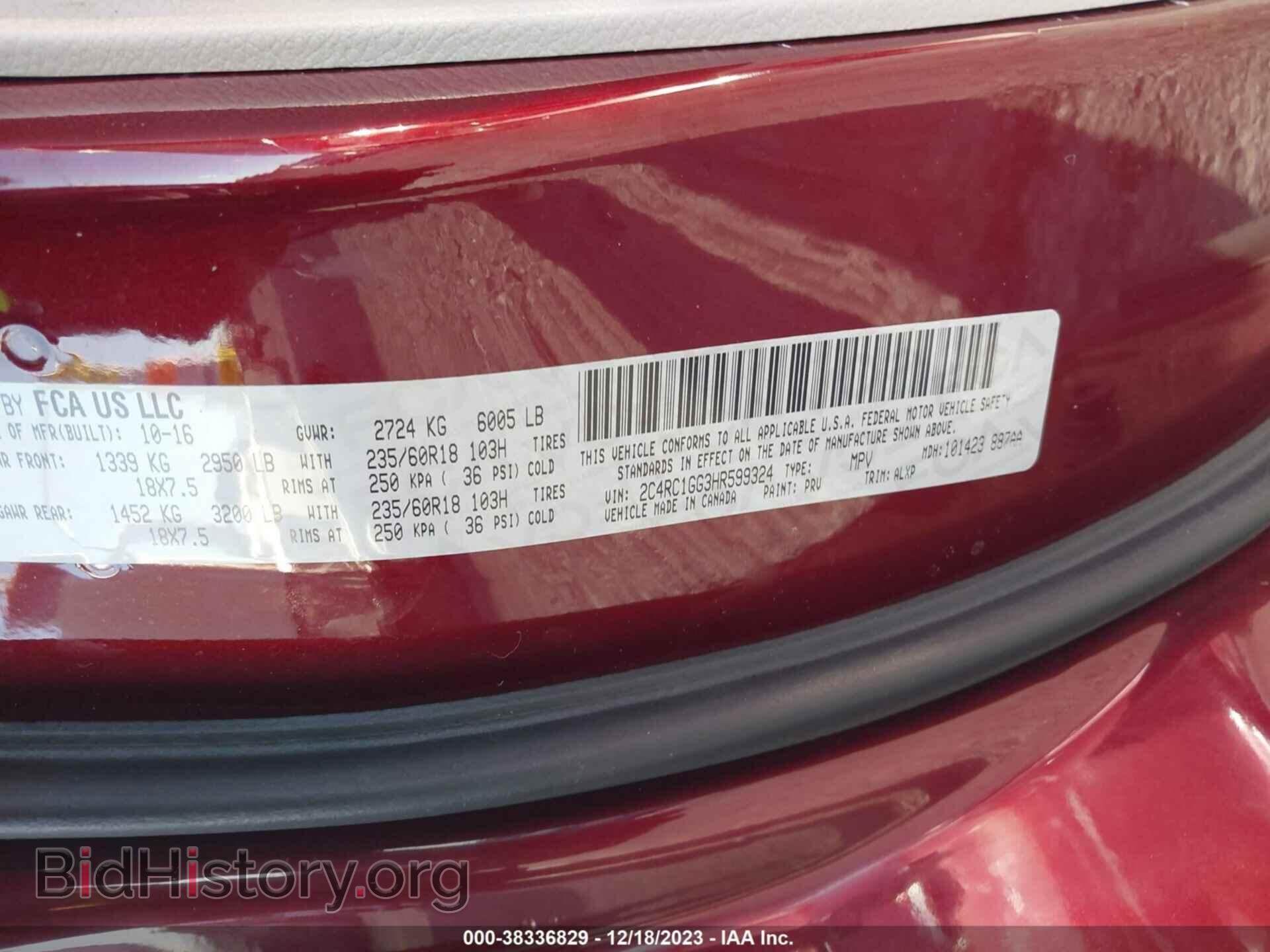 2017 CHRYSLER PACIFICA - VIN: 2C4RC1GG3HR599324 - Photo 9