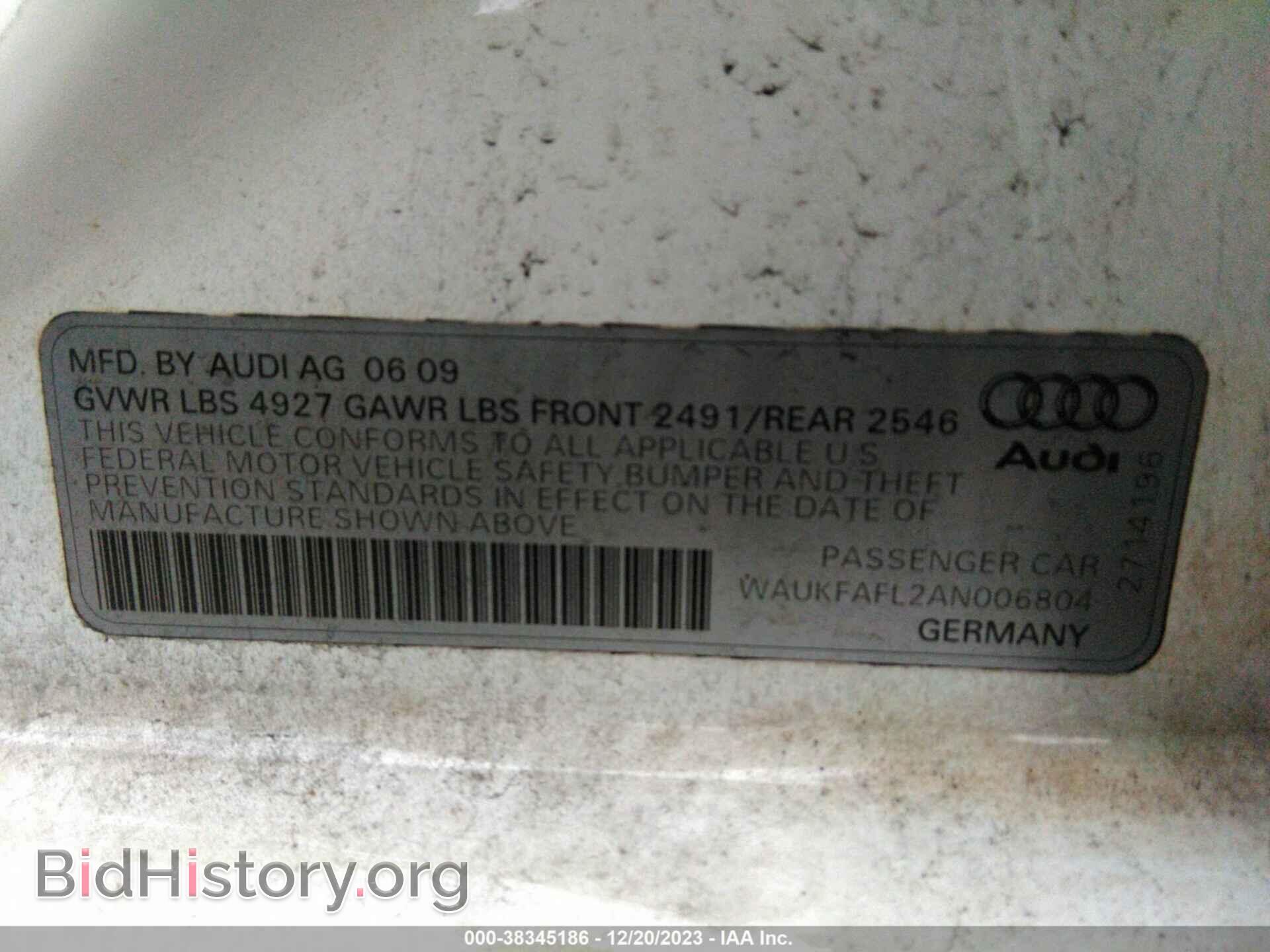 2010 AUDI A4 - VIN: WAUKFAFL2AN006804 - Фото 9