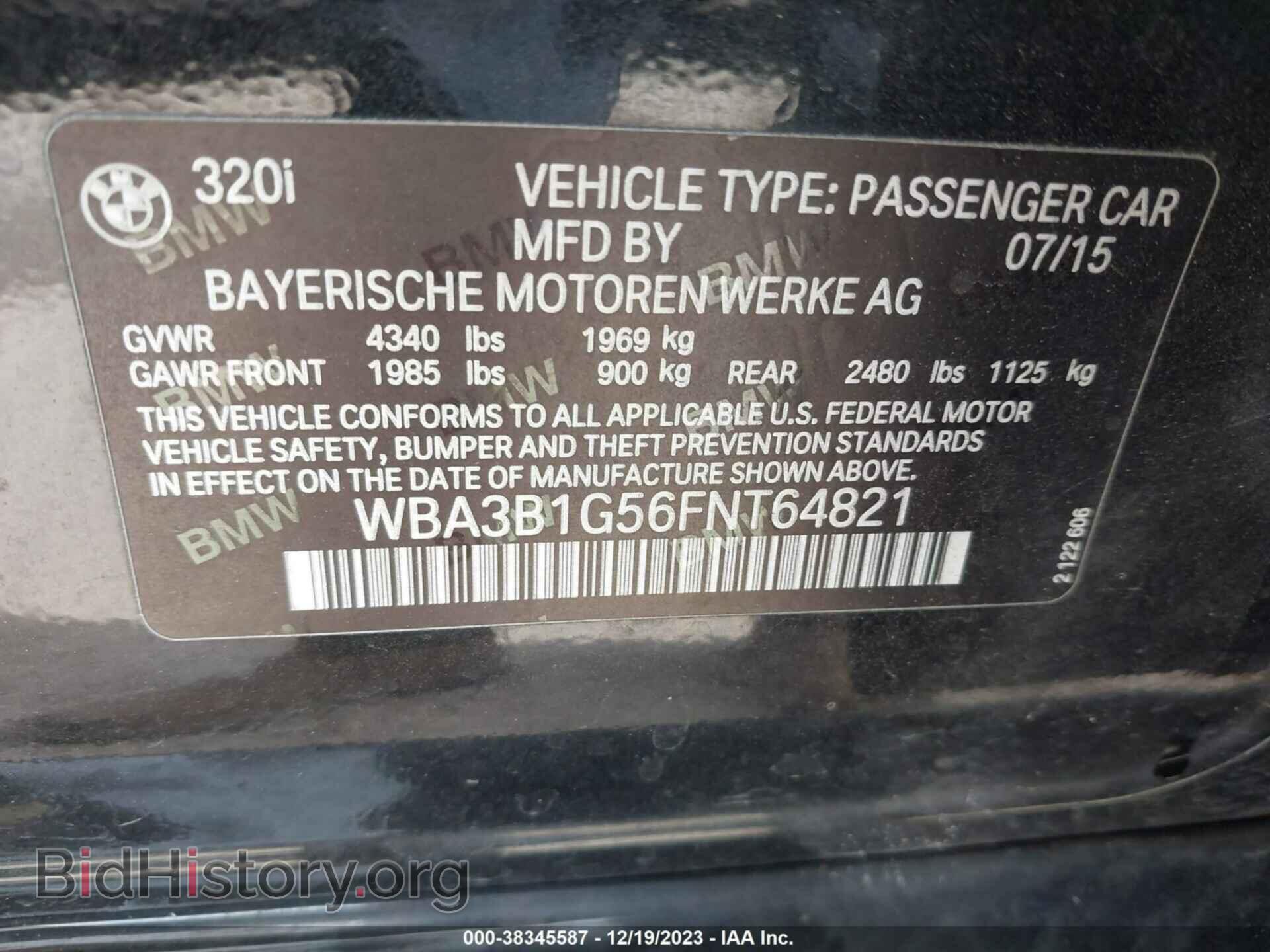2015 BMW 320I - VIN: WBA3B1G56FNT64821 - Фото 9