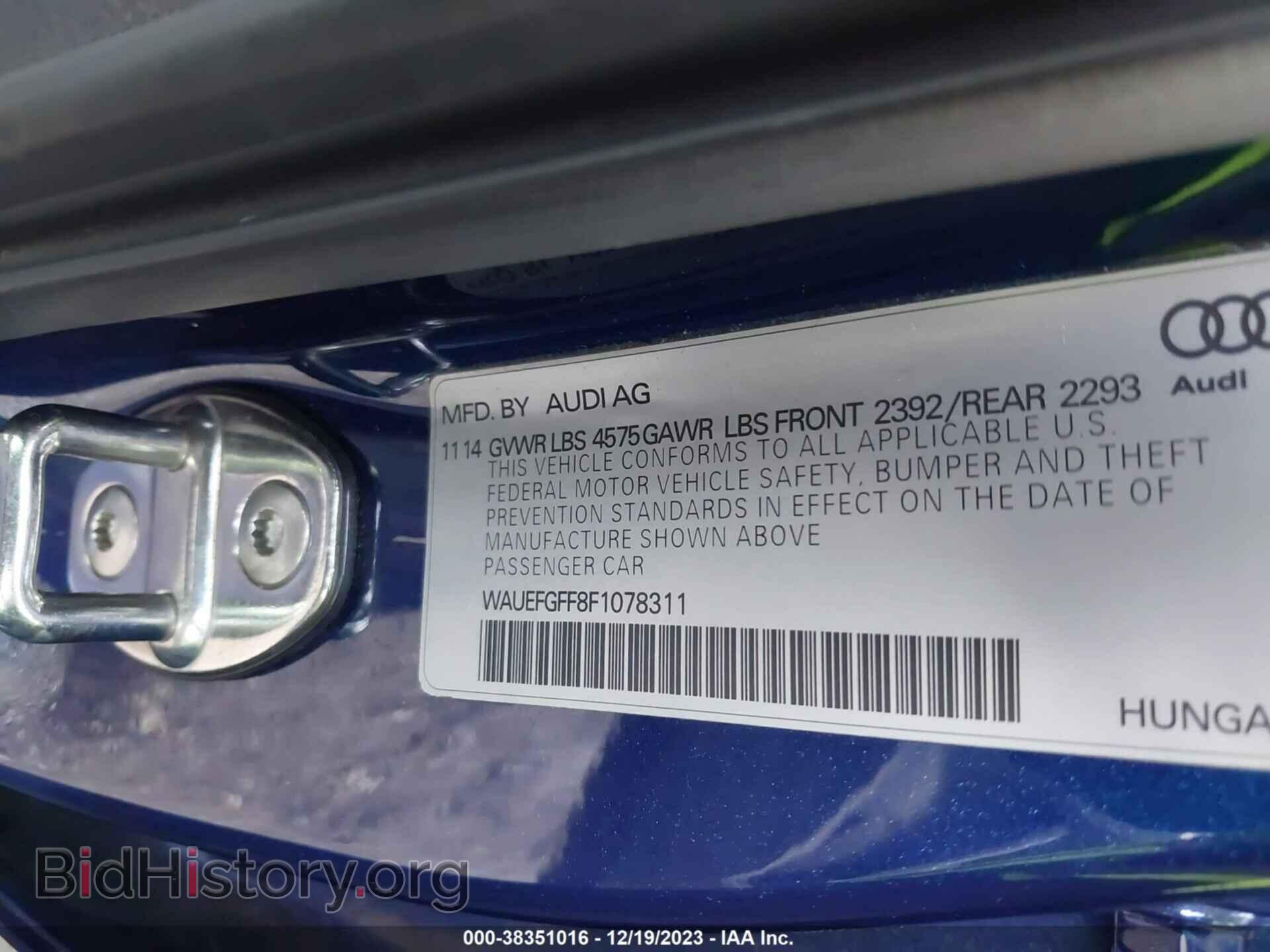 2015 AUDI A3 - VIN: WAUEFGFF8F1078311 - Фото 9