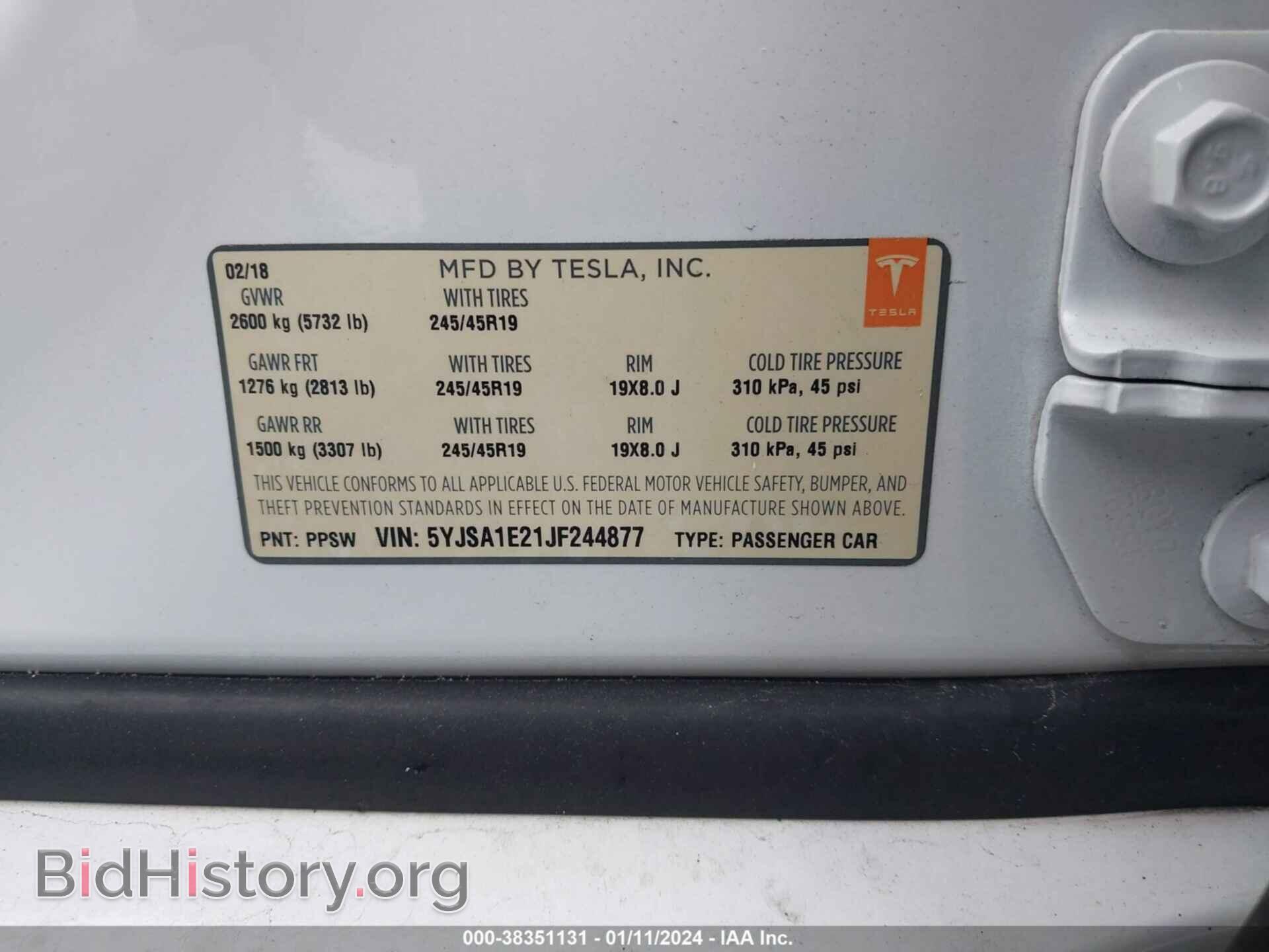 2018 TESLA MODEL S - VIN: 5YJSA1E21JF244877 - Фото 9