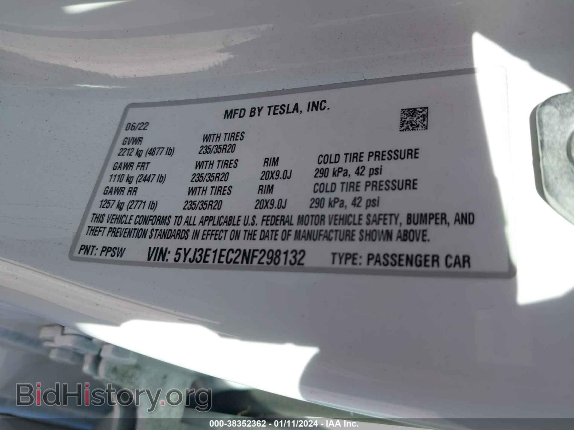 2022 TESLA MODEL 3 - VIN: 5YJ3E1EC2NF298132 - Фото 9