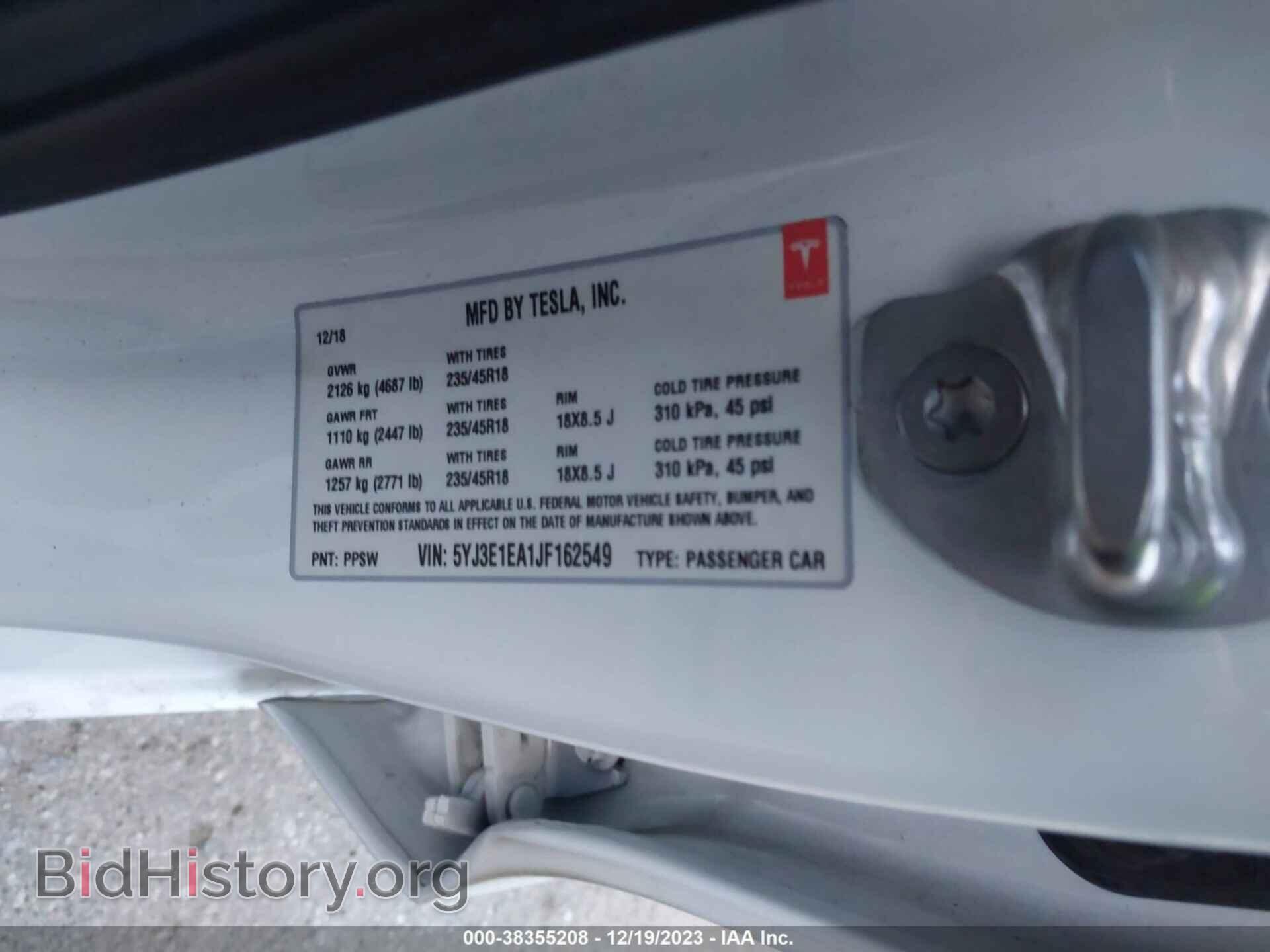 2018 TESLA MODEL 3 - VIN: 5YJ3E1EA1JF162549 - Photo 9