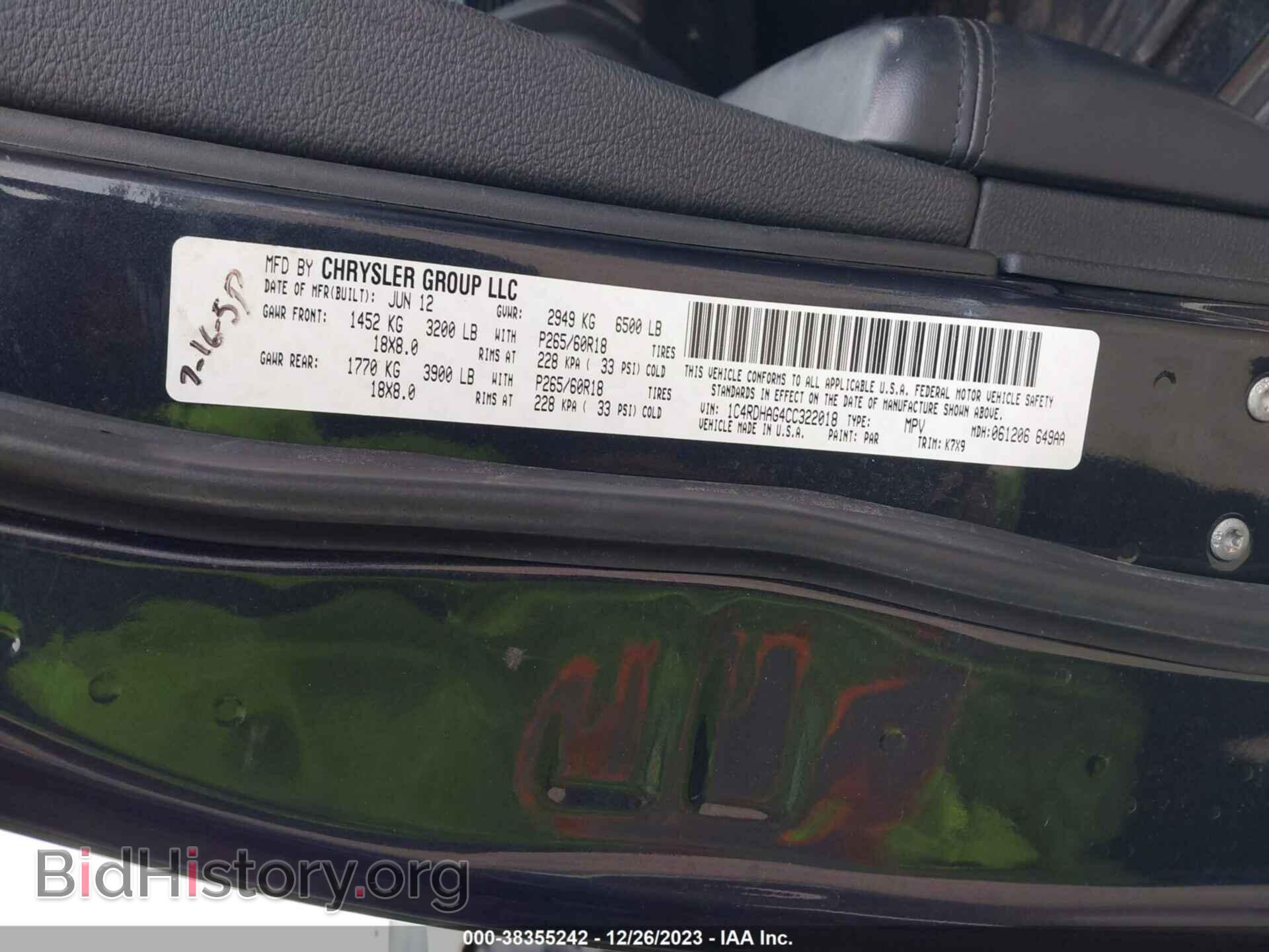 2012 DODGE DURANGO - VIN: 1C4RDHAG4CC322018 - Photo 9