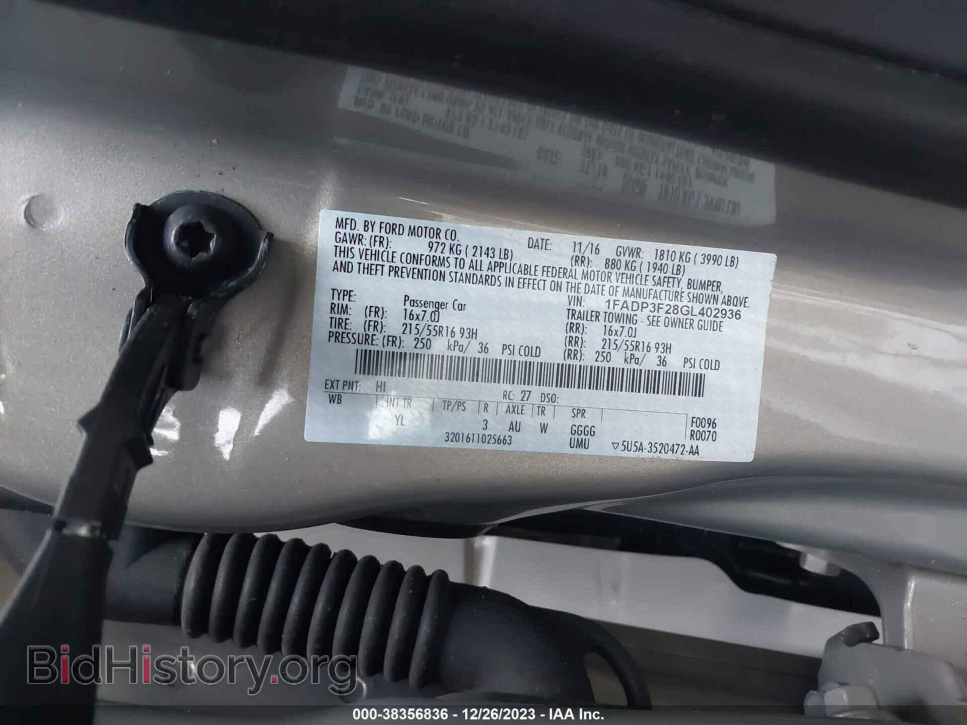 2016 FORD FOCUS - VIN: 1FADP3F28GL402936 - Фото 9