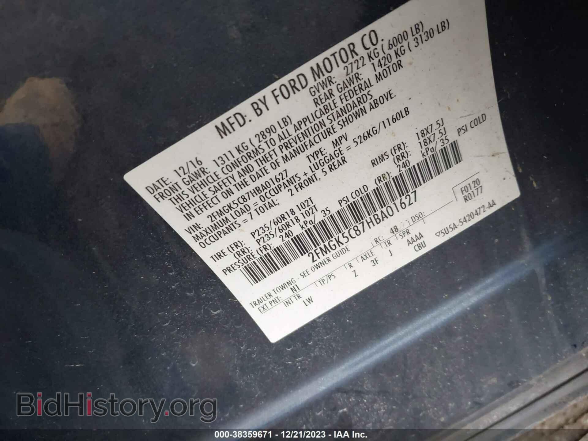 2017 FORD FLEX - VIN: 2FMGK5C87HBA01627 - Photo 8