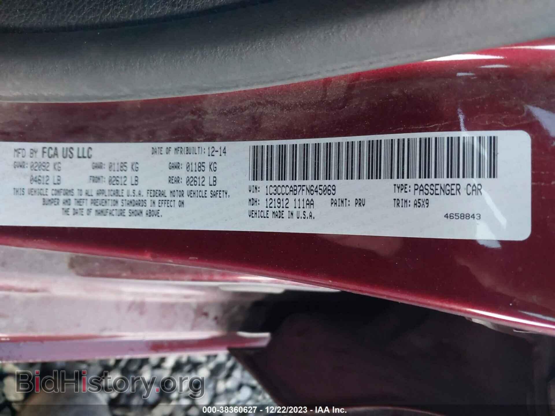 2015 CHRYSLER 200 - VIN: 1C3CCCAB7FN645069 - Фото 9