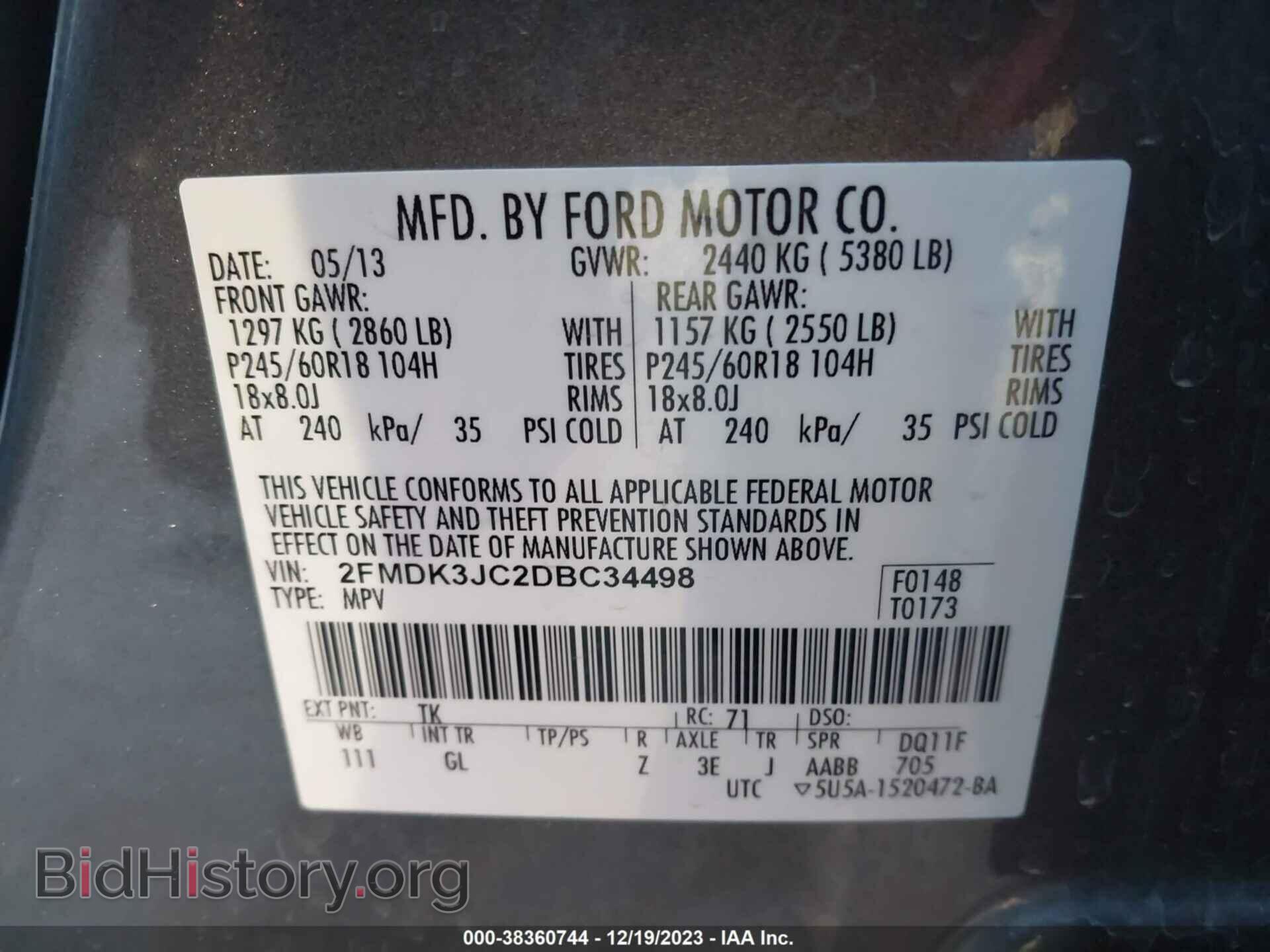 2013 FORD EDGE - VIN: 2FMDK3JC2DBC34498 - Photo 9