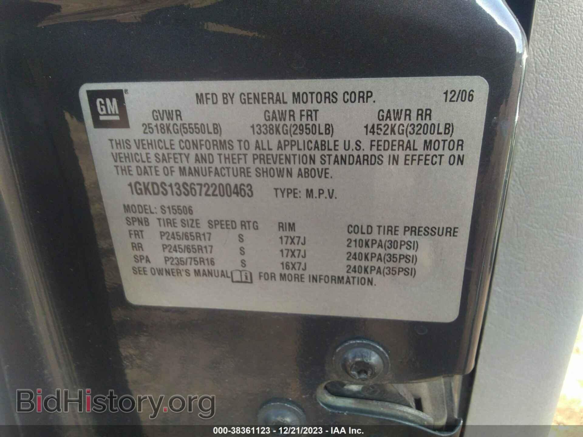 2007 GMC ENVOY - VIN: 1GKDS13S672200463 - Фото 9