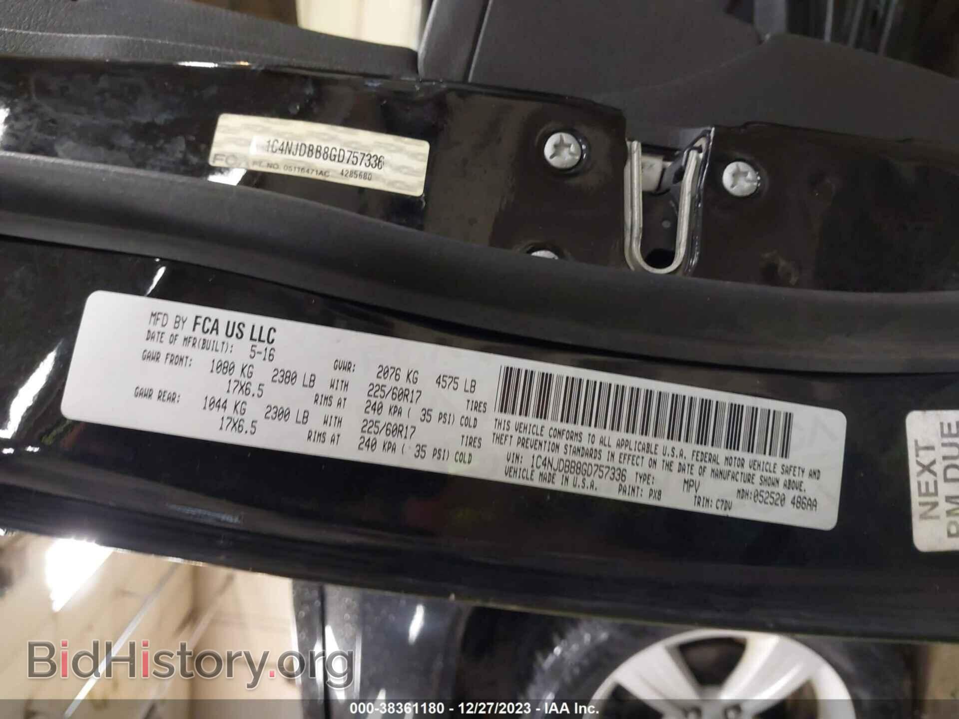 2016 JEEP COMPASS - VIN: 1C4NJDBB8GD757336 - Фото 9