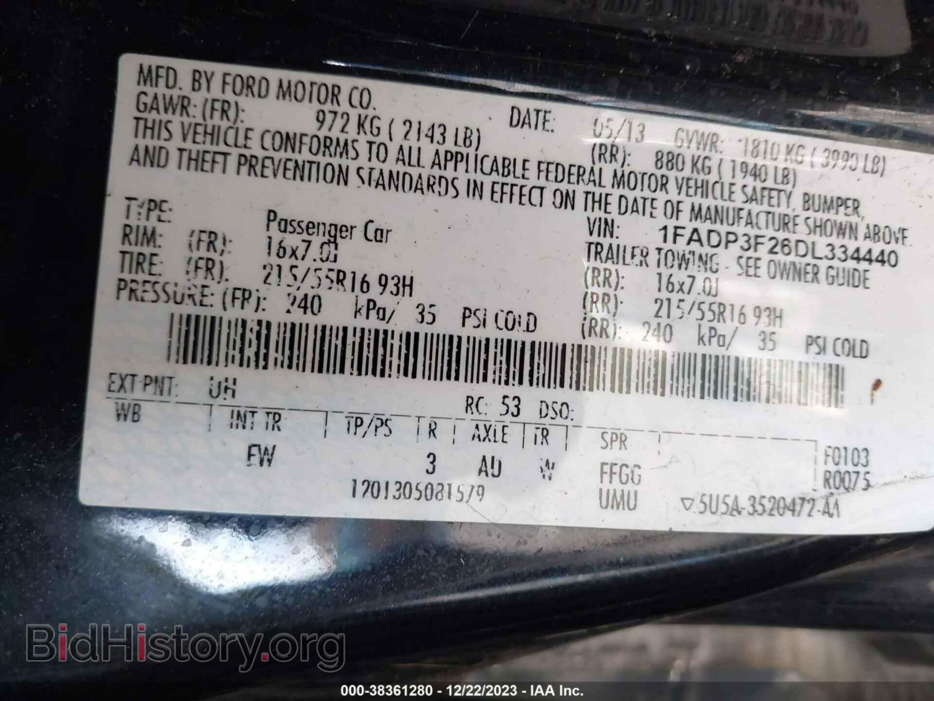 2013 FORD FOCUS - VIN: 1FADP3F26DL334440 - Фото 9
