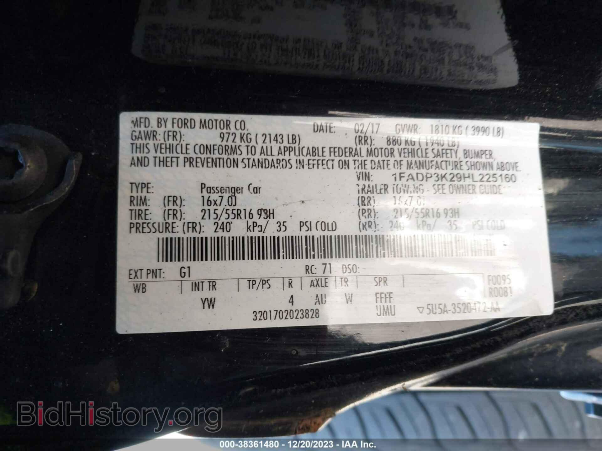 2017 FORD FOCUS - VIN: 1FADP3K29HL225160 - Фото 9