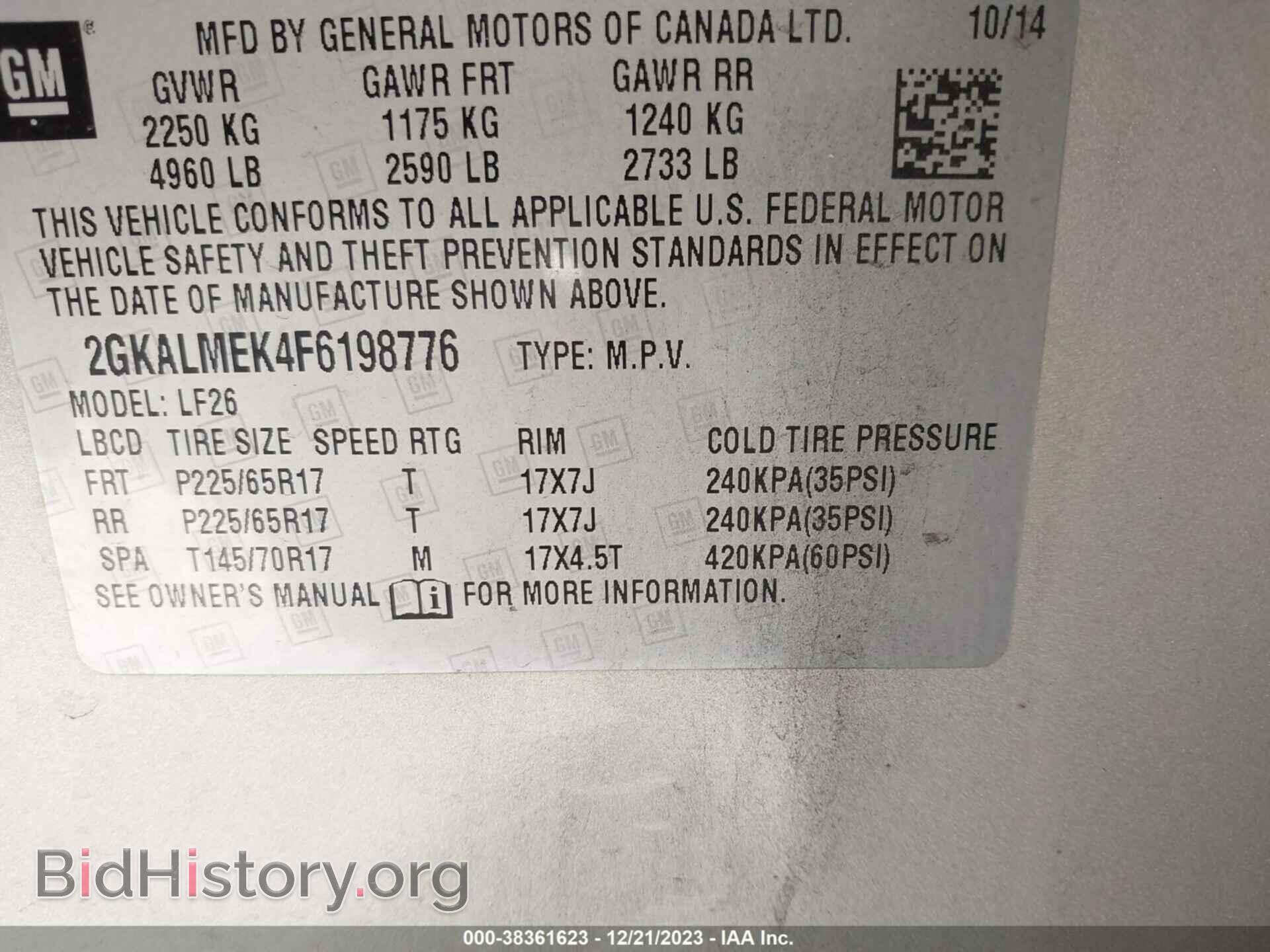 2015 GMC TERRAIN - VIN: 2GKALMEK4F6198776 - Photo 9