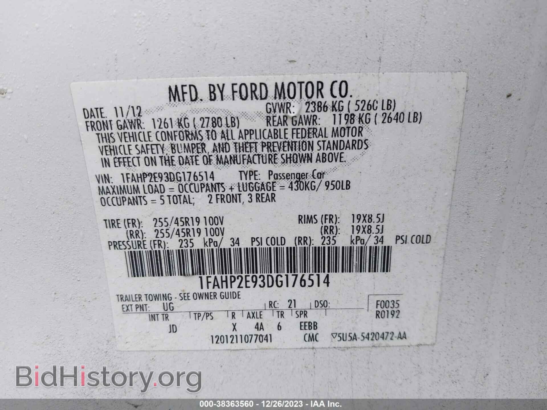 2013 FORD TAURUS - VIN: 1FAHP2E93DG176514 - Photo 9