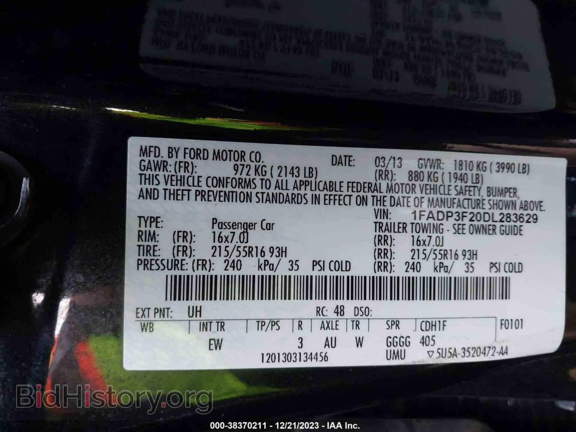 2013 FORD FOCUS - VIN: 1FADP3F20DL283629 - Photo 9