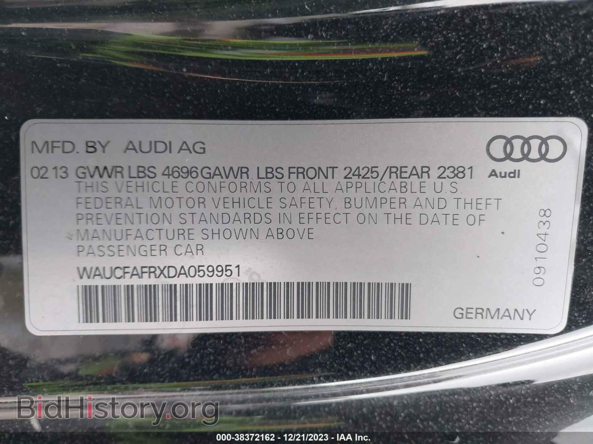 2013 AUDI A5 - VIN: WAUCFAFRXDA059951 - Фото 9