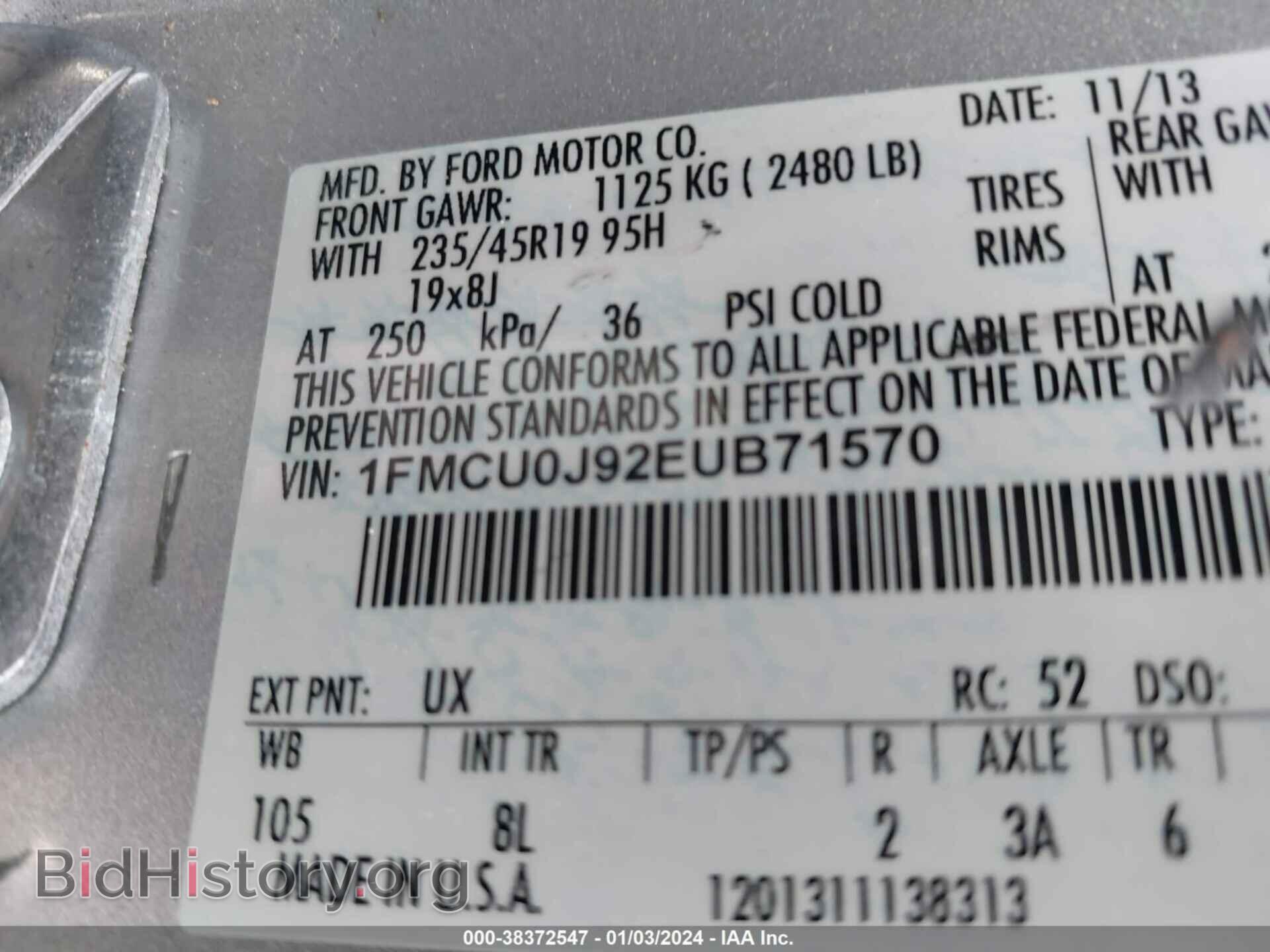 2014 FORD ESCAPE - VIN: 1FMCU0J92EUB71570 - Photo 9