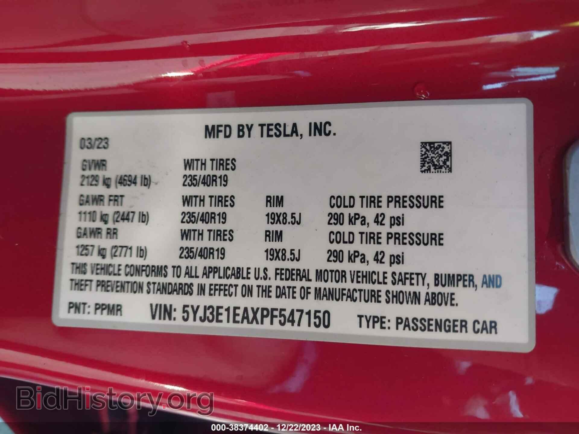 2023 TESLA MODEL 3 - VIN: 5YJ3E1EAXPF547150 - Фото 9