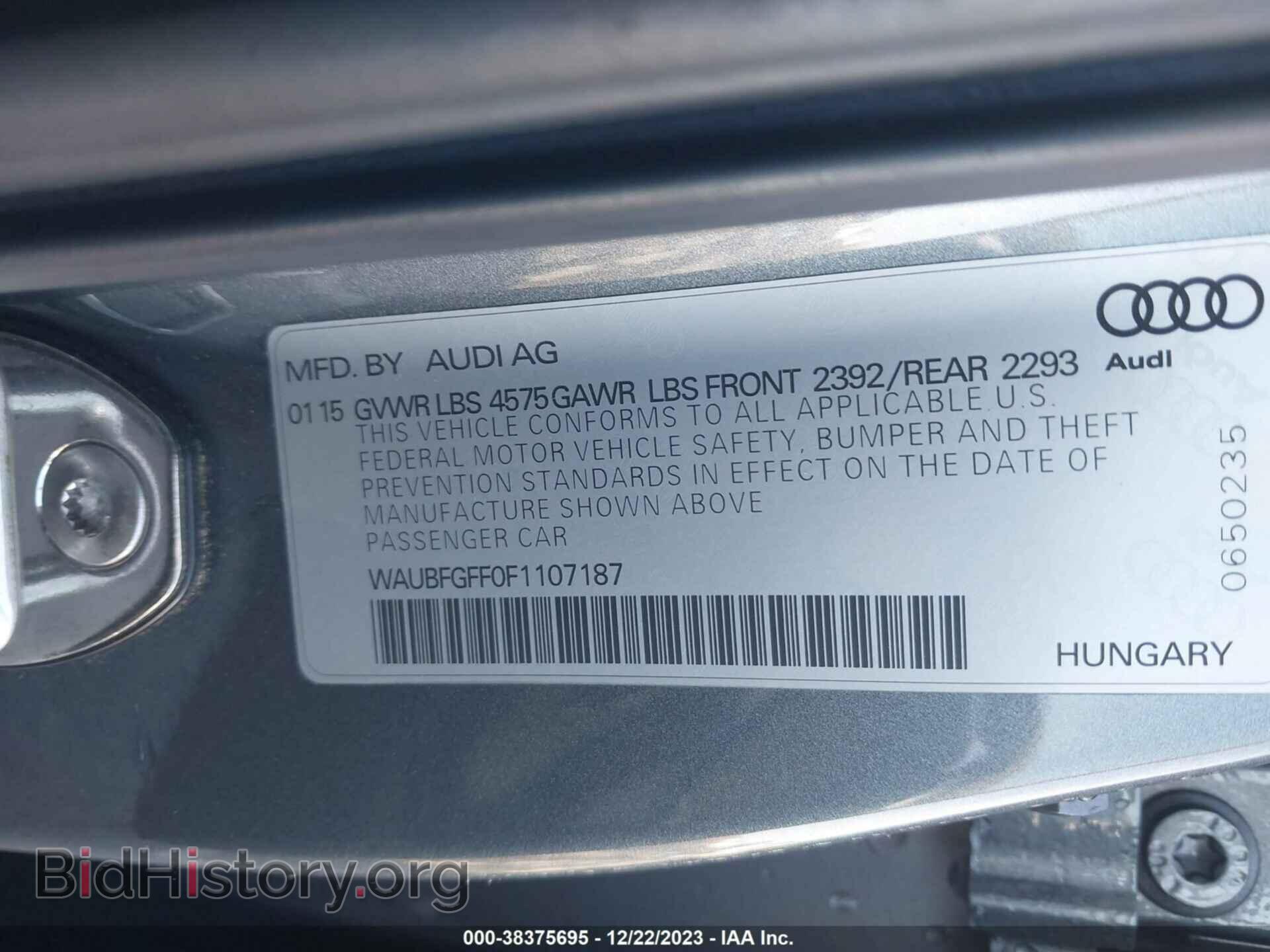 2015 AUDI A3 - VIN: WAUBFGFF0F1107187 - Фото 9