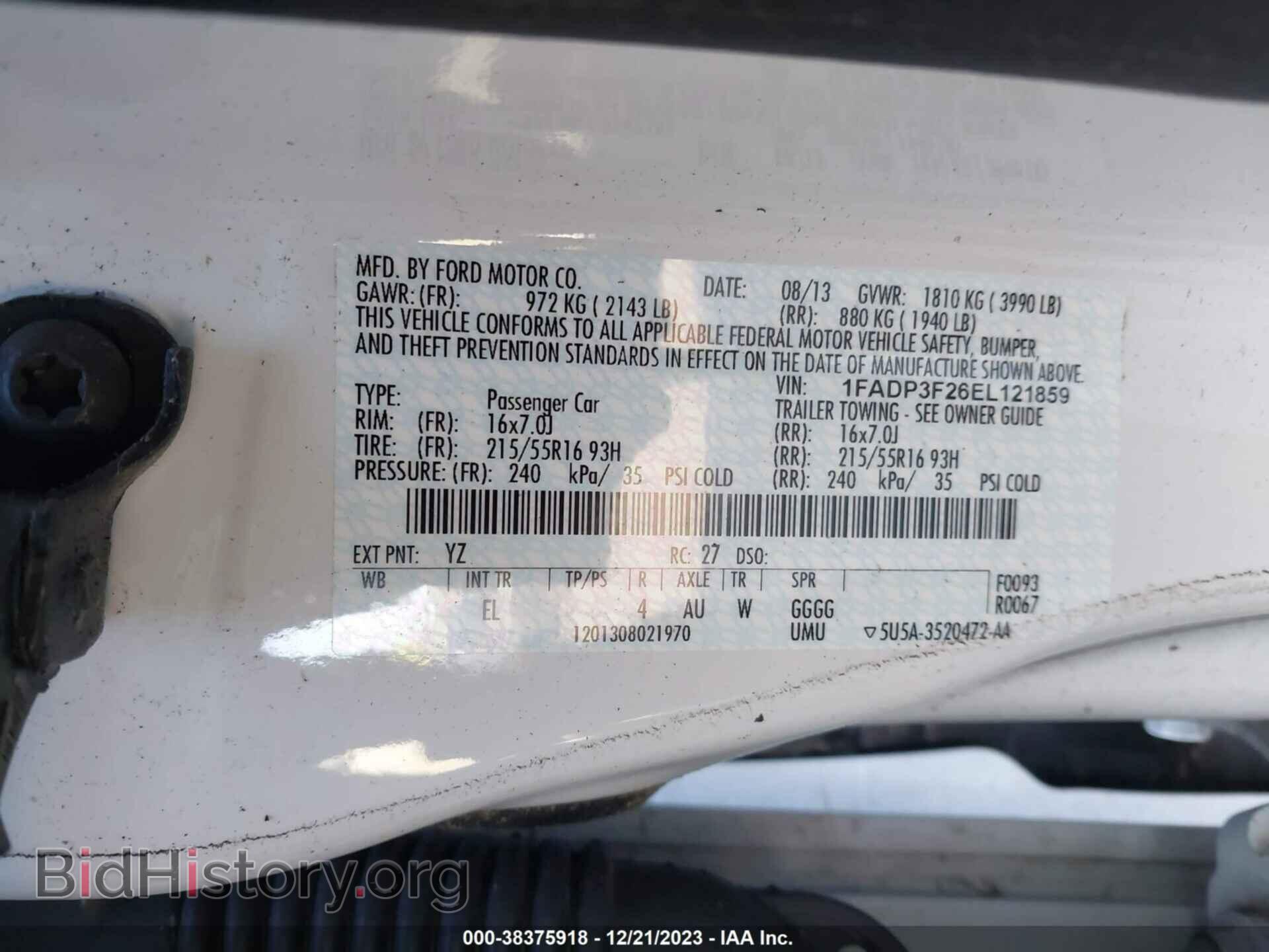 2014 FORD FOCUS - VIN: 1FADP3F26EL121859 - Фото 9